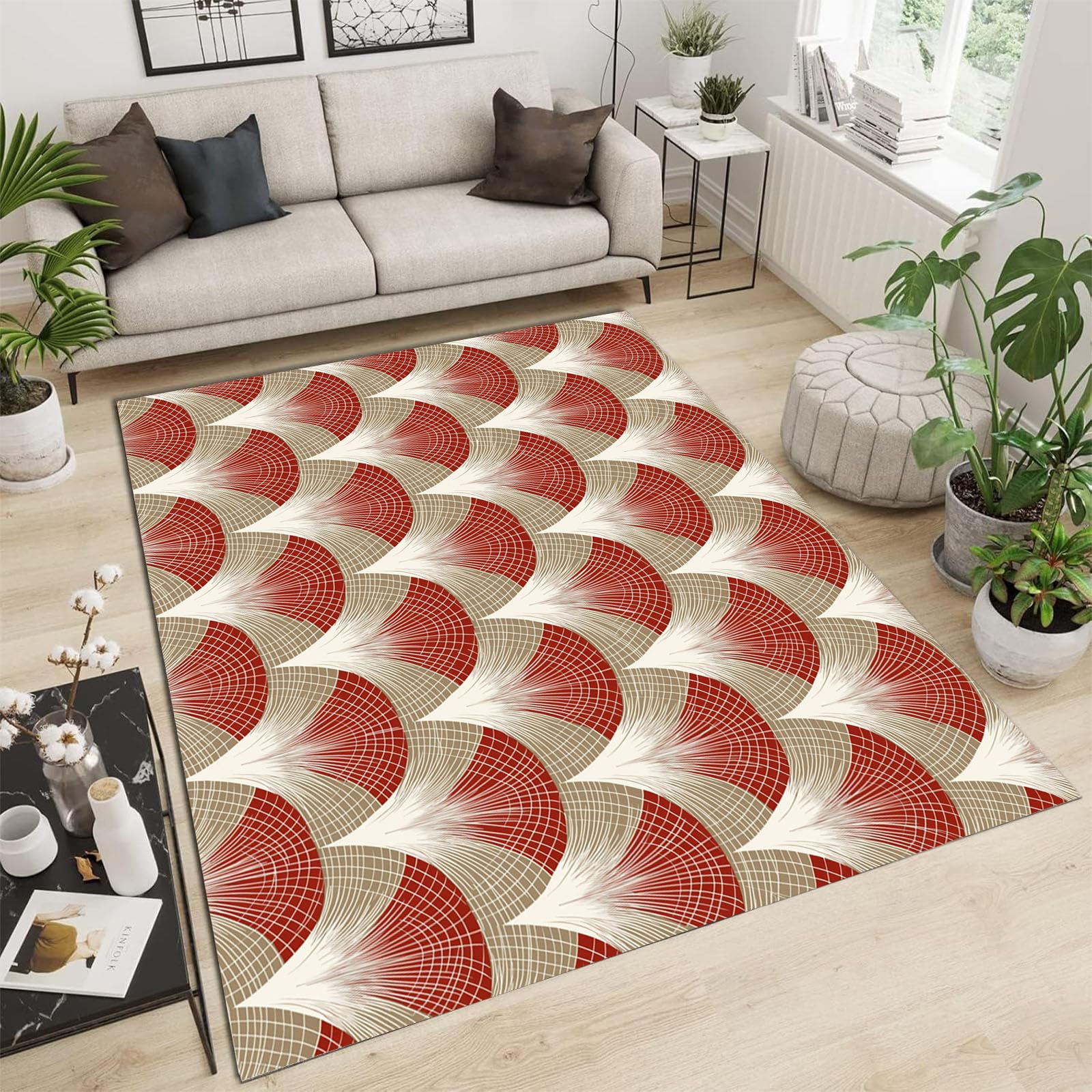Tapis lavable et antidérapant rouge 60x90 à poils courts