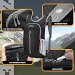 ZOMAKE Small Hiking Backpack for Women Men,10L Lightweight Packable Backpack Travel Foldable Day Pack for Outdoor Sports(Black A2)