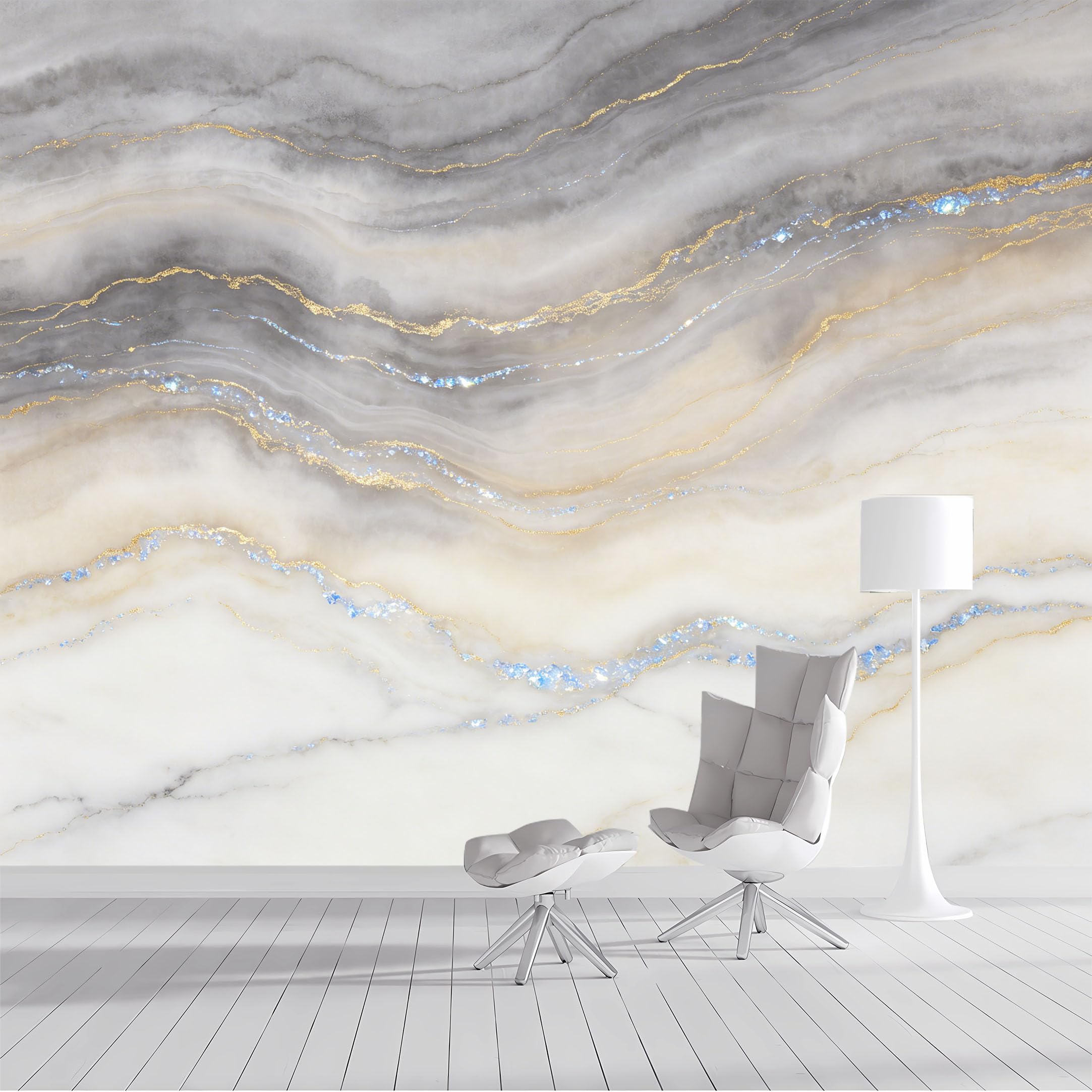 Custom Size Wall Mural Marble Agate Geode Textured Luxury Gold Blue Sparkle SelfAdhesive Wall Fabric Removable Peel and Stick Wallpaper Wall Decor for Living Room Bedroom Bathroom