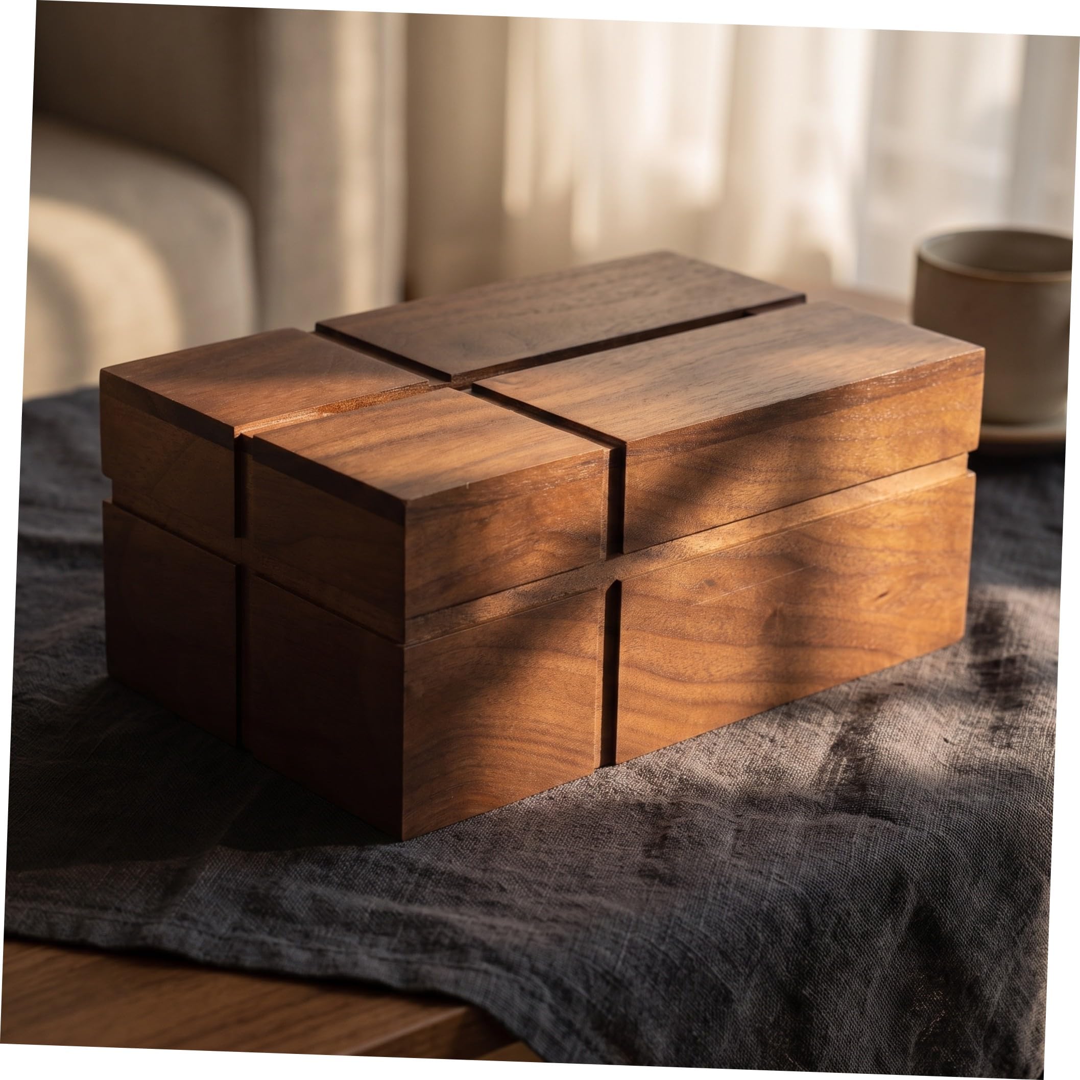FRCOLOR Porta Fazzoletti in Legno Noce Nero Rettangolare per Fazzoletti