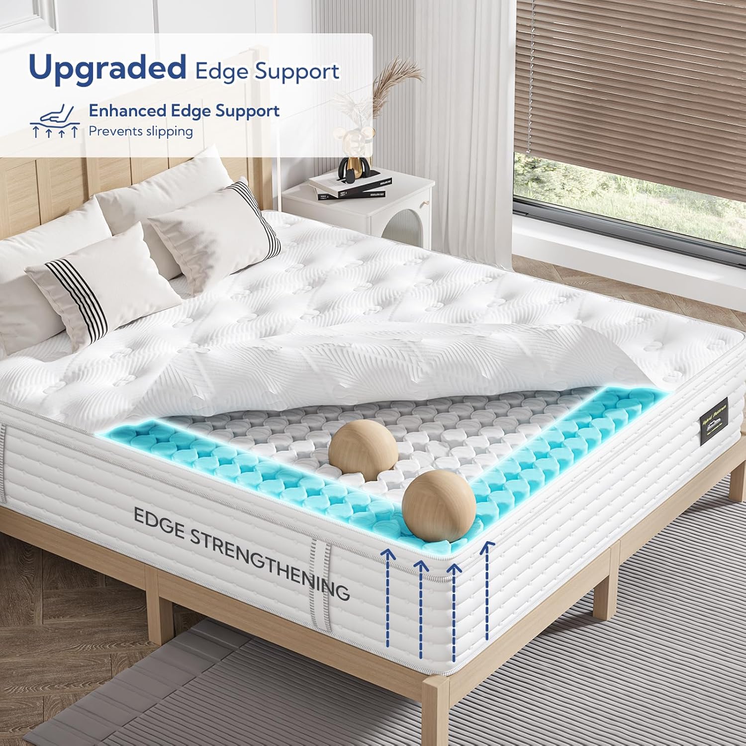 King Mattress, 14 Inch King Hybrid Mattress in a Box with Memory Foam and Individual Pocket Spring, Medium Firm for Pressure Relief and Motion Isolating, CertiPUR-US Certified