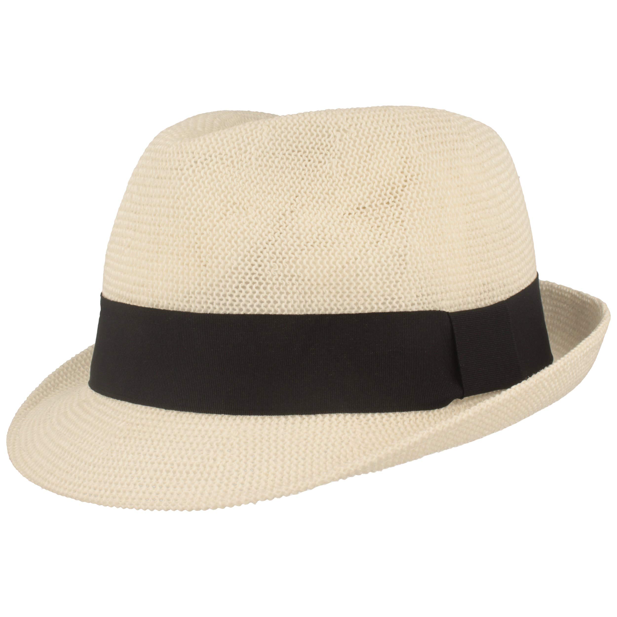Hut Breiter Breiter Sombrero de Paja Trilby Sombrero de Verano para el Sol con Cinta - 100% Papel - Ligero Flexible Agradable al Tacto y Cómodo