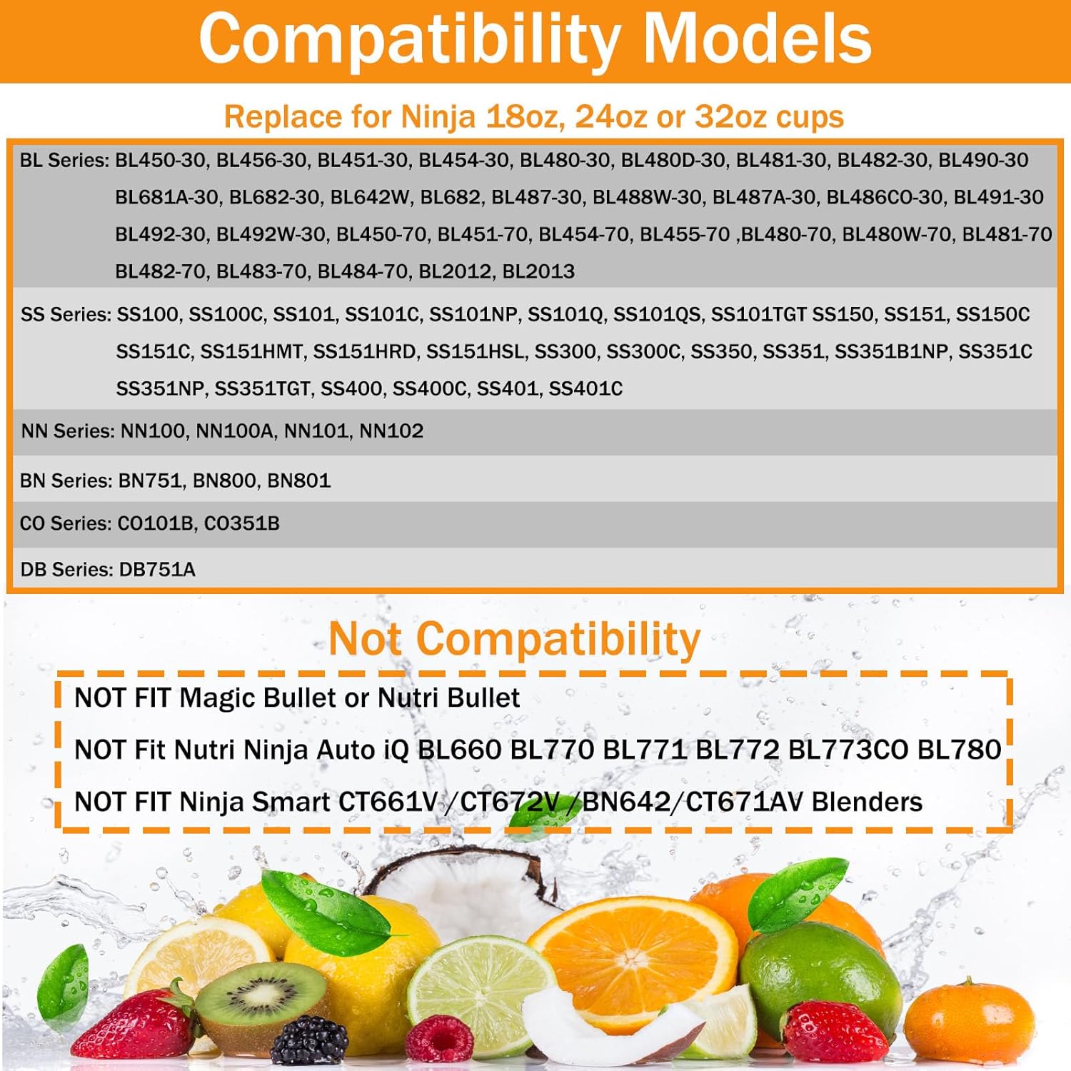 Blender Cups Replacement for Ninja, 24oz Blender Cups with To-Go Lids Compatible with Ninja BL450 BL456 BL480 BL482 BL642 BL682 BN401 BN751 BN801 SS401 SS101 SS151 BL2012 BL2013