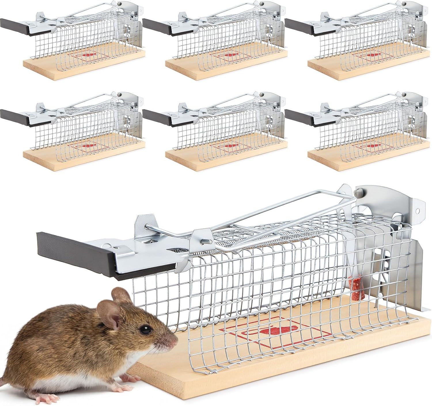 6 Pack Small Humane Mouse Trap, 6 x 2.4 x 2.8 Inch, No Kill, Catch and Release, Reusable Live Mouse Trap, Indoor Outdoor Rat Cage for Small Live Rodent Chipmunk Squirrel Mole Safe Control