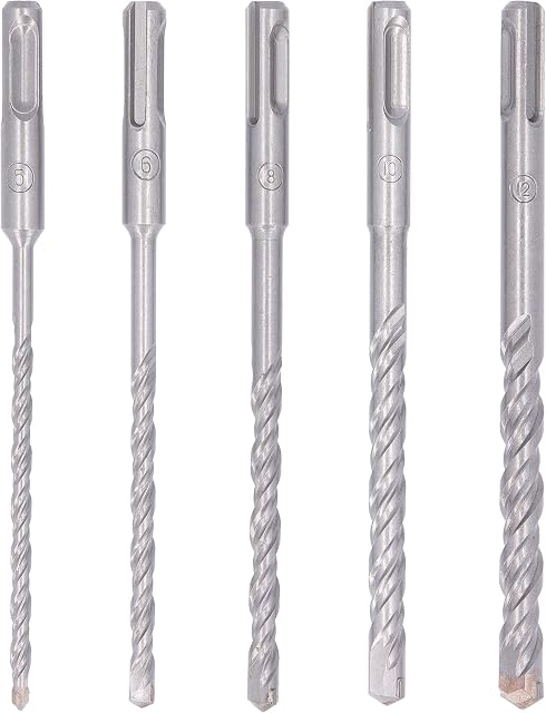WELLCUT 5-Piece PRO SDS Plus Hammer Drill Bit Set for Drilling Concrete/Hard Plastic/Wood/Stone and Metal Surfaces Suitable for DIY and Professionals