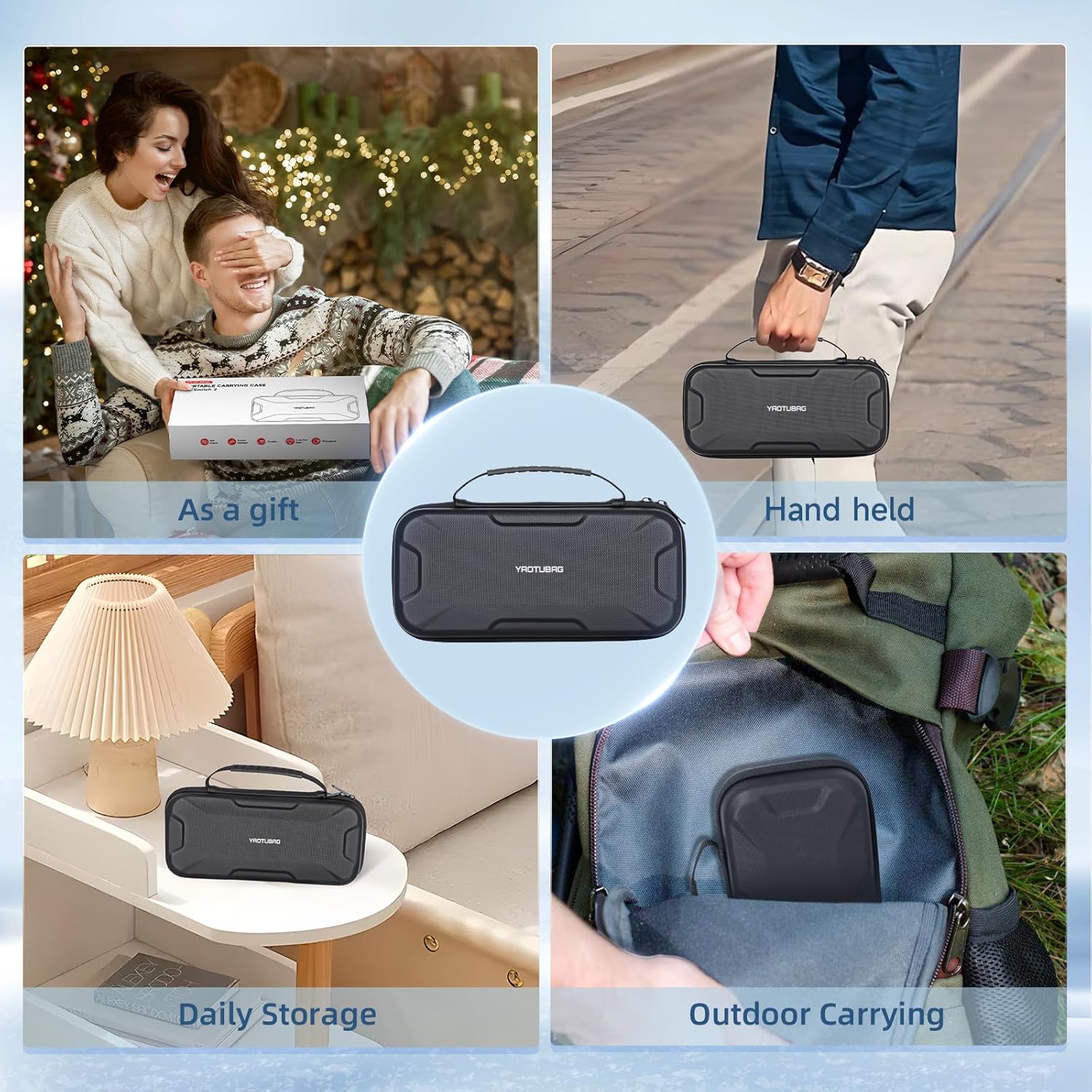 YAOTUBAG Carrying Case for Nintendo Switch 2 2025, Large Capacity Travel Protective Handbag, Hard Shell Portable Pouch, Holds Cased Console, Accessories, 12 Game Cards [Plus Version] Black - Image 6