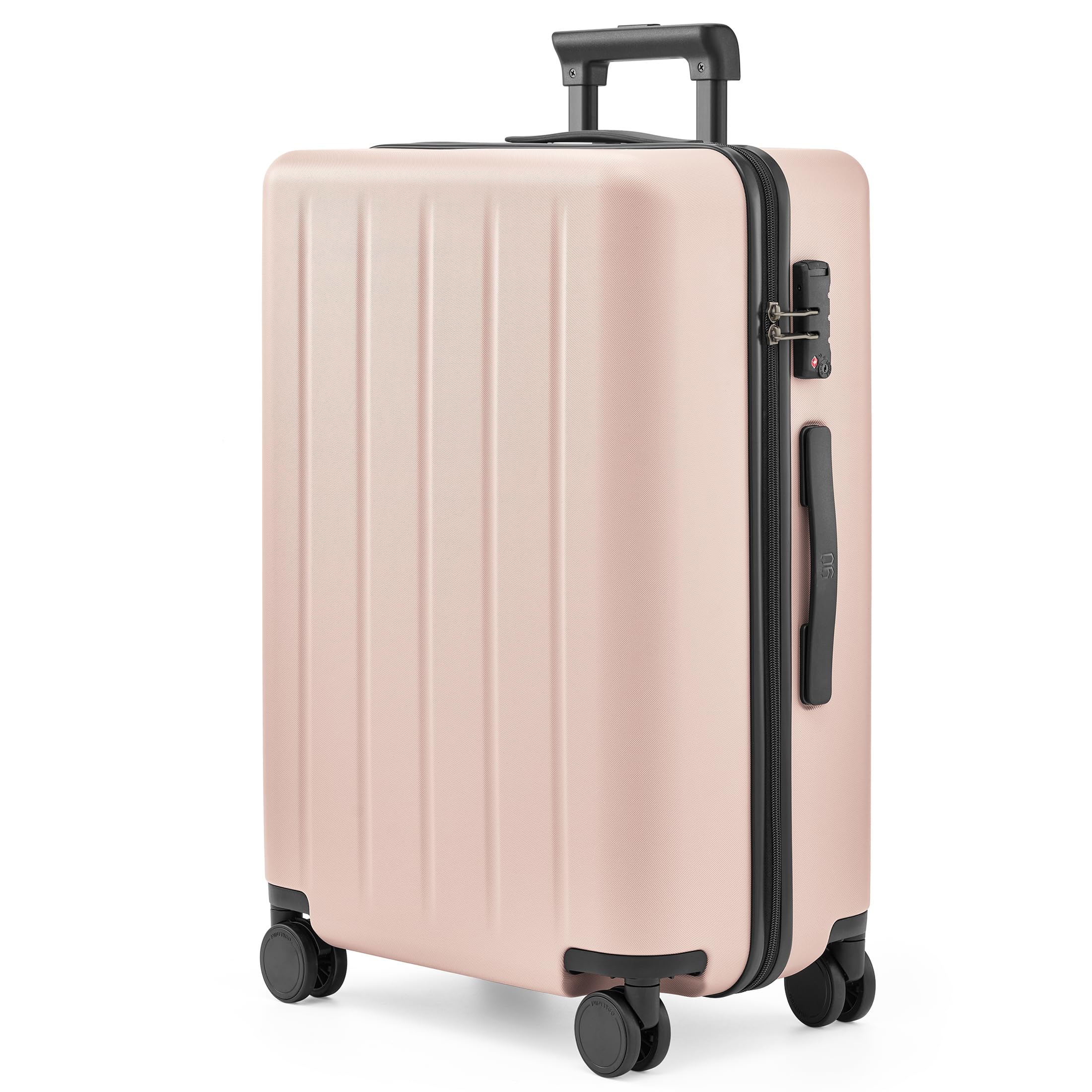 NINETYGO Large Suitcase 28 Inch, Checked Luggage with Double Spinner Wheels, Dry Wet Separate, PC Hard Case Suitcase, Lightweight Travel Luggage, TSA Approved (Baby Pink, Danube)