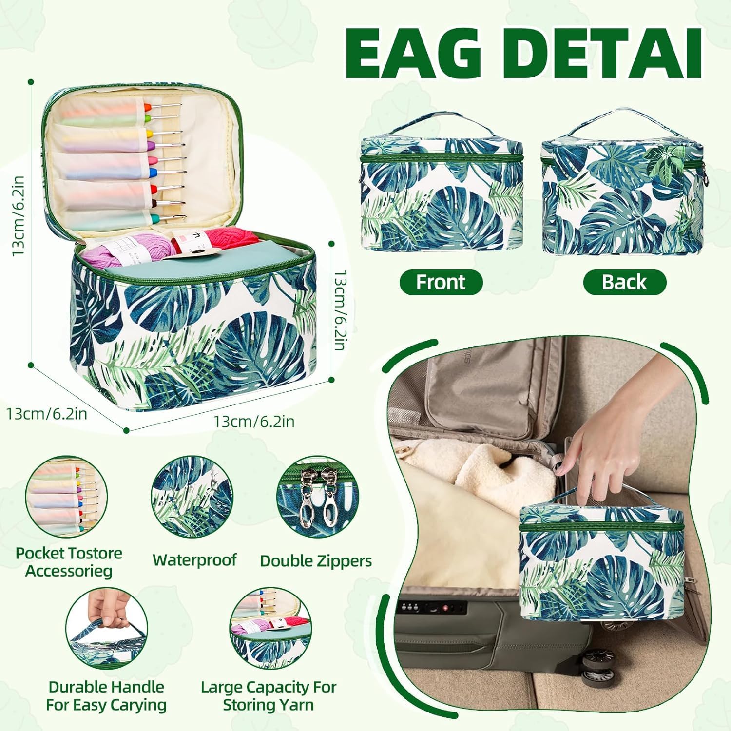 TOSUTO Juego de ganchillo portátil para principiantes,Agujas de Ganchillo,Crochet Kit Principiantes Adultos,Ganchillos Grochet Kit con bolsa de almacenamiento y accesorios y Lana,instrucciones