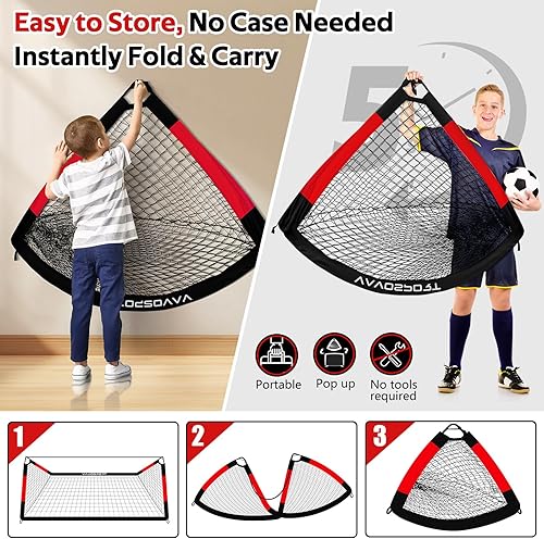 Miniatura 8 de Kids Soccer Goals for Backyard Set, 6×4ft Portable Soccer Goal & Ball Training Equipment with Cones, Target, Youth Toddler Pop Up Soccer Net for