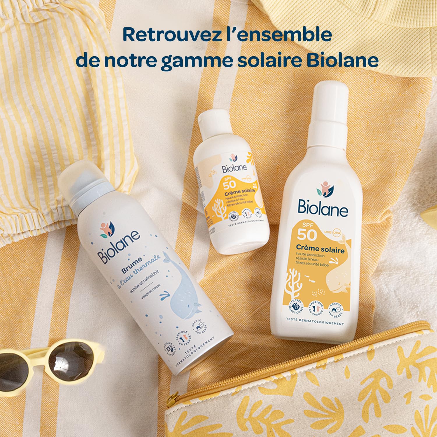 BIOLANE - Creme Solaire Bebe SPF 50-100ML - Haute Protection Contre UVA et UVB - Peaux Sensibles - Résistant à l'eau - Filtre Solaires Sécurité Bébé - Fabriquée en France