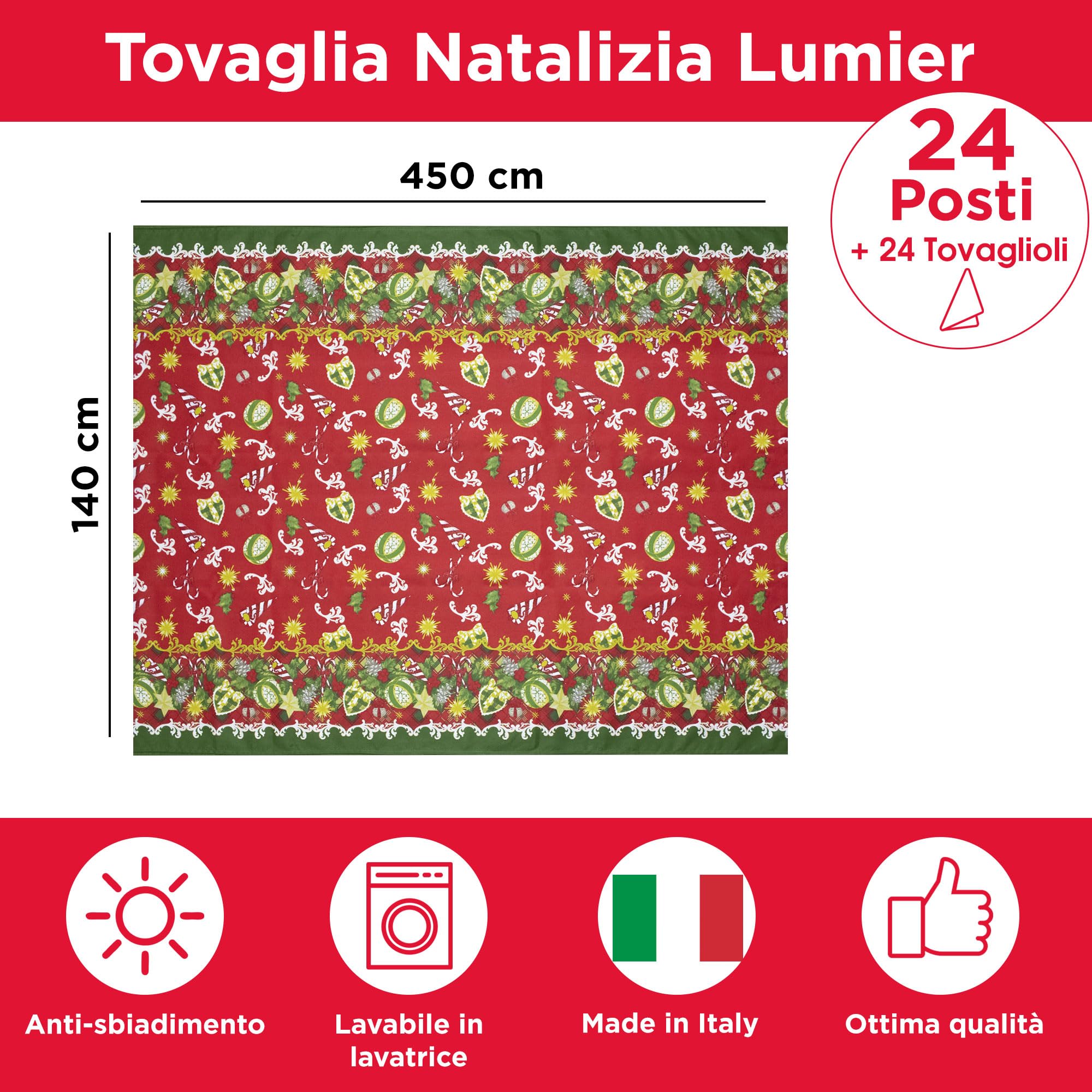 Weihnachtstischdecke Tafelservice + Servietten Weihnachten 24 Plätze 6979
