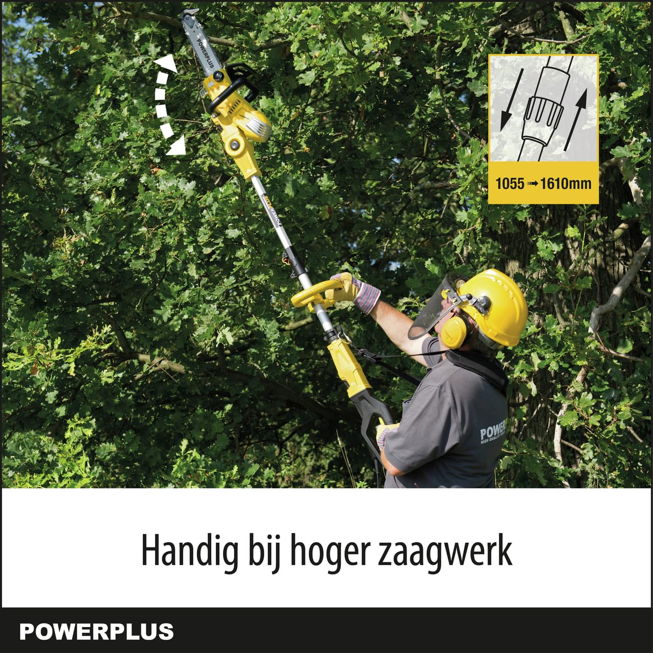 Powerplus piła łańcuchowa elektryczna POWXG1032 z olejem smarowym do łańcuchów i automatycznym smarowaniem łańcuchów – moc 900 W i długość miecza 300 mm – w zestawie: 1 x łańcuch i 1 x miecz