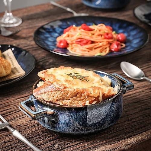 Miniatura 2 de vicrays Juego de vajilla de 10 piezas, cuencos de sopa de cerámica de 24 onzas con asas, sopa de cebolla francesa, juego de ensaladas de cerámica de