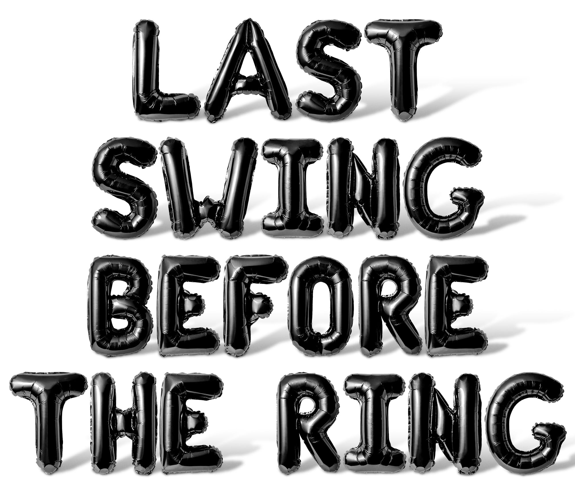 Letter Balloons - LAST SWING BEFORE THE RING 16" Inch Alphabet Letters Foil Mylar Balloon Bachelorette Party Banner (Black)