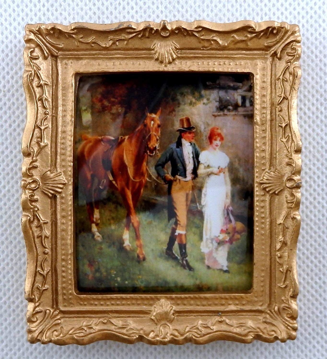 Melody Jane Dolls Houses Edwardian Romance Picture Painting Gold Frame Miniature Accessory