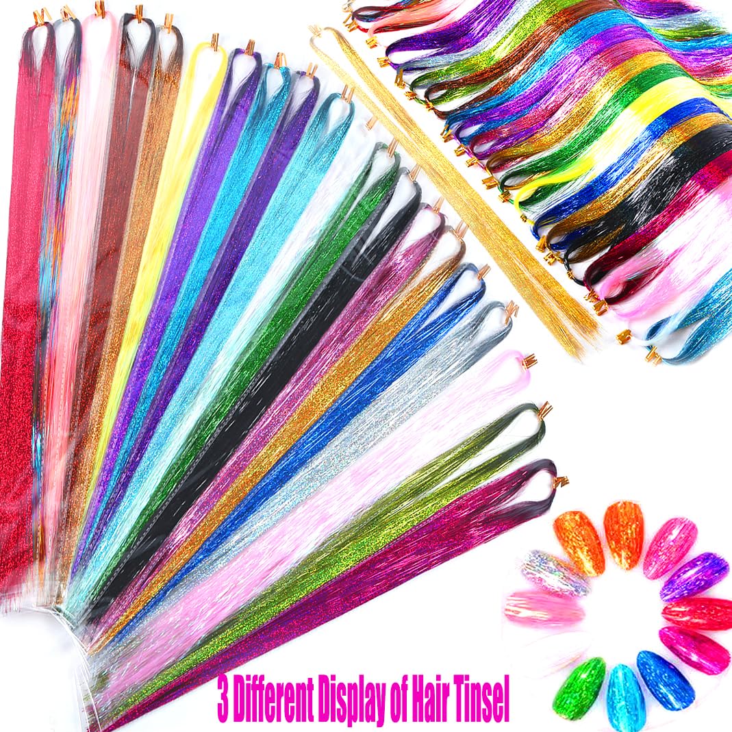 Hair Tinsel Kit with Tools 4000 Strands Tinsel Hair Extensions 20 Colors image 3