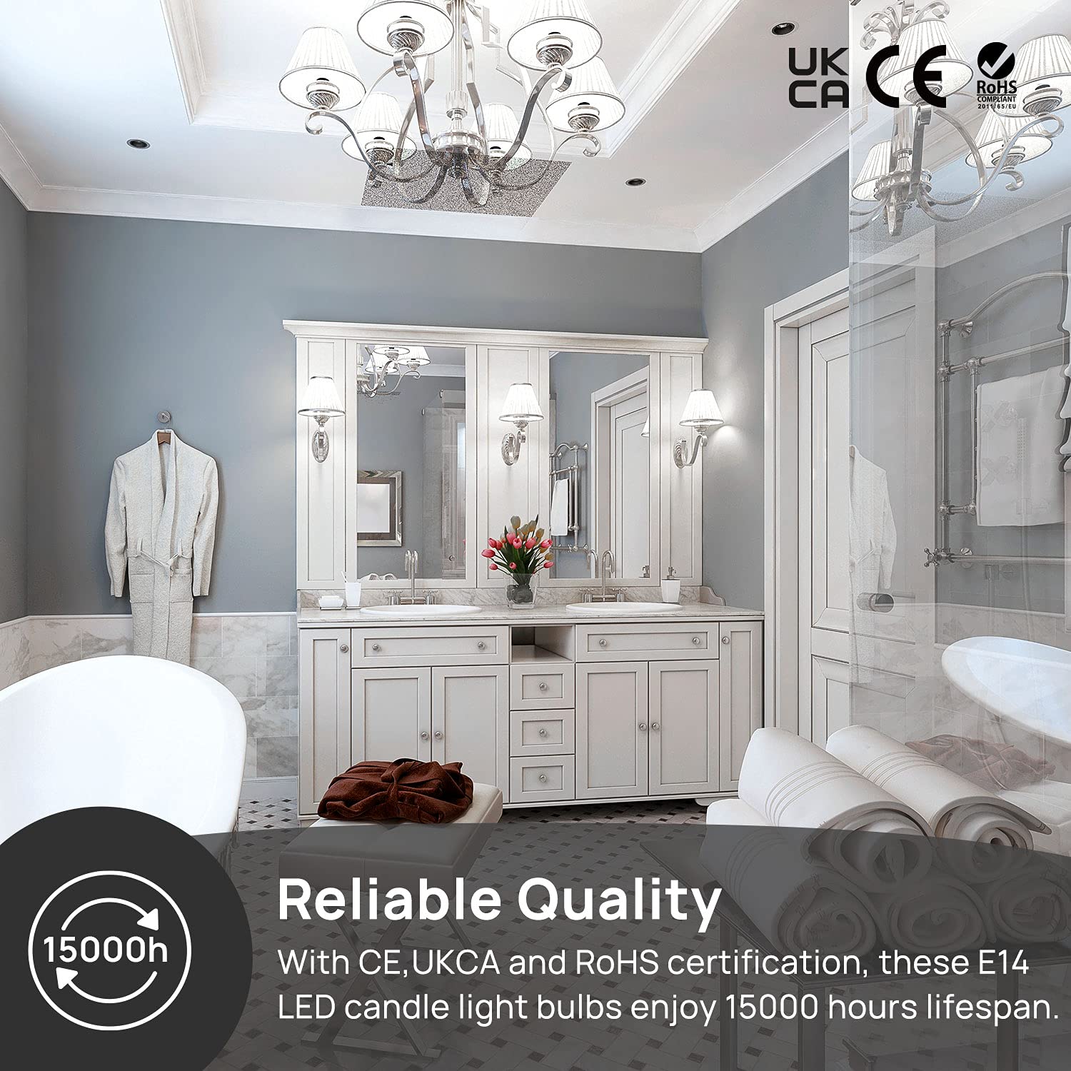 Linkind Lampadine LED E14 B35/C35 Candela, 4,9 W(Equivalenti a 40 W), Luce Bianca Fredda 5000K, 500 Lumen, Certificazione CE/RoHS/ErP, Non Dimmerabile, Pacco da 6