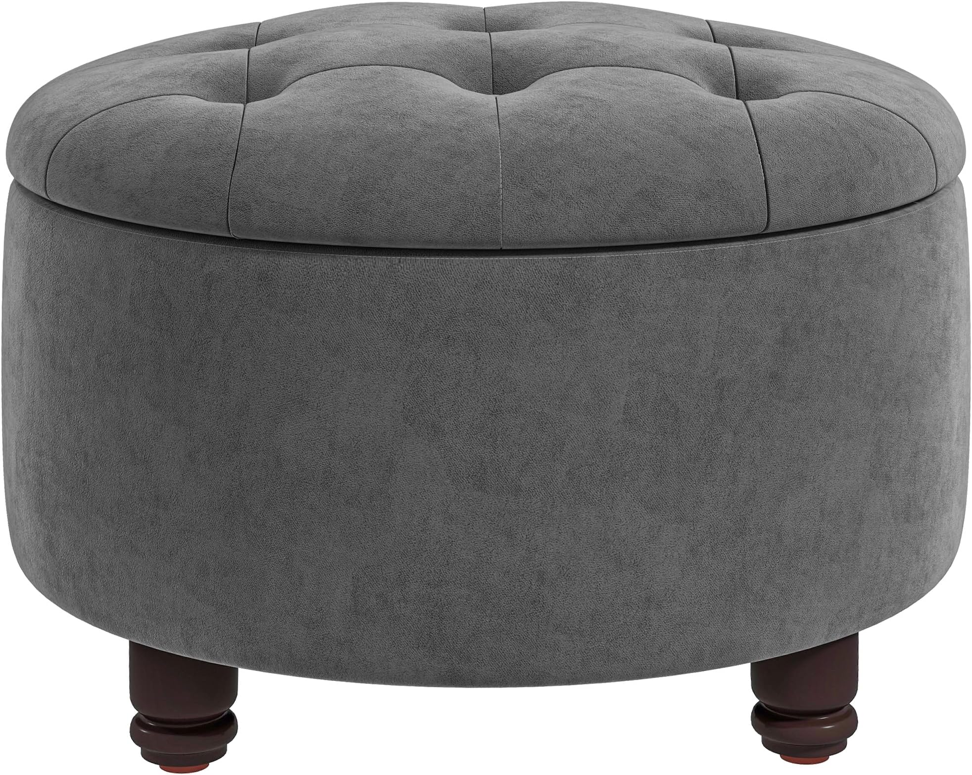 Grauer Polsterhocker Mit Holzbeinen - Fußbank Für Wohnzimmer & Büro