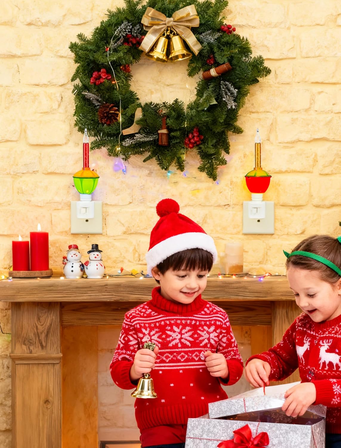 Abeja 1 Pack Multicolor Bubble Light Night Lights for Christmas Decor with 2 Vintage Bubble Light Bulbs(1 Spare) 5w Incandescent Bulb 120v Fits C7/ E12 Candelabra Base Swivel Plug-in Base