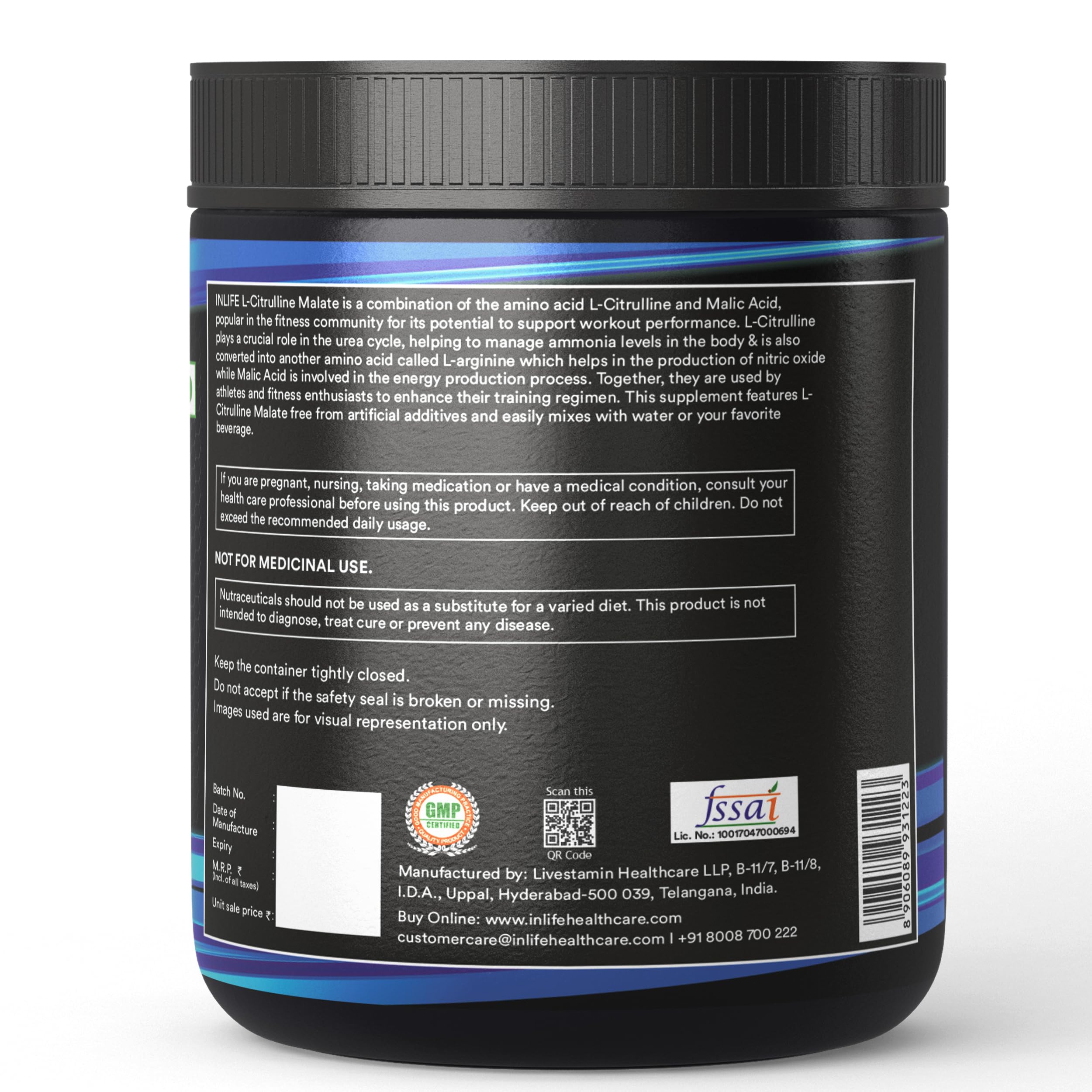 INLIFE Micronized Citrulline Malate 2:1 Supplement, 2g, 200g, 100 Servings 3