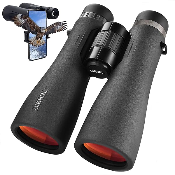 12x50 HD Binoculars for Adults, High Powered with Upgraded Phone Adapter, Clear Low Light Vision, IPX7 Waterproof & Lightweight for Bird Watching, Hunting, Outdoor Travel