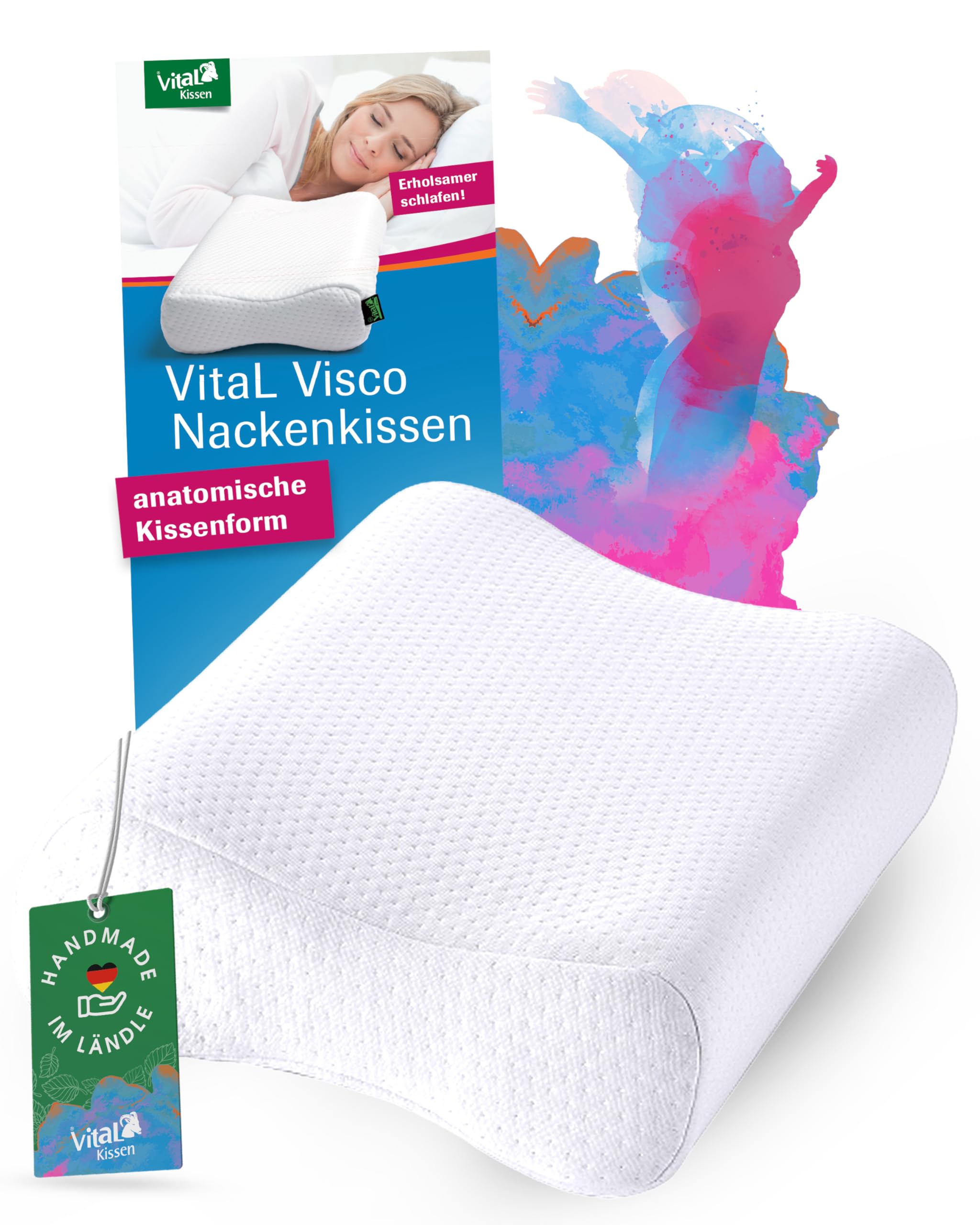 Orthopädisches Nackenkissen – Ergonomisches Visco Kopfkissen für Rücken & Seitenschläfer, entlastet Nacken & HWS, fördert Tiefschlaf, reduziert Verspannungen & Schmerzen Bezug waschbar