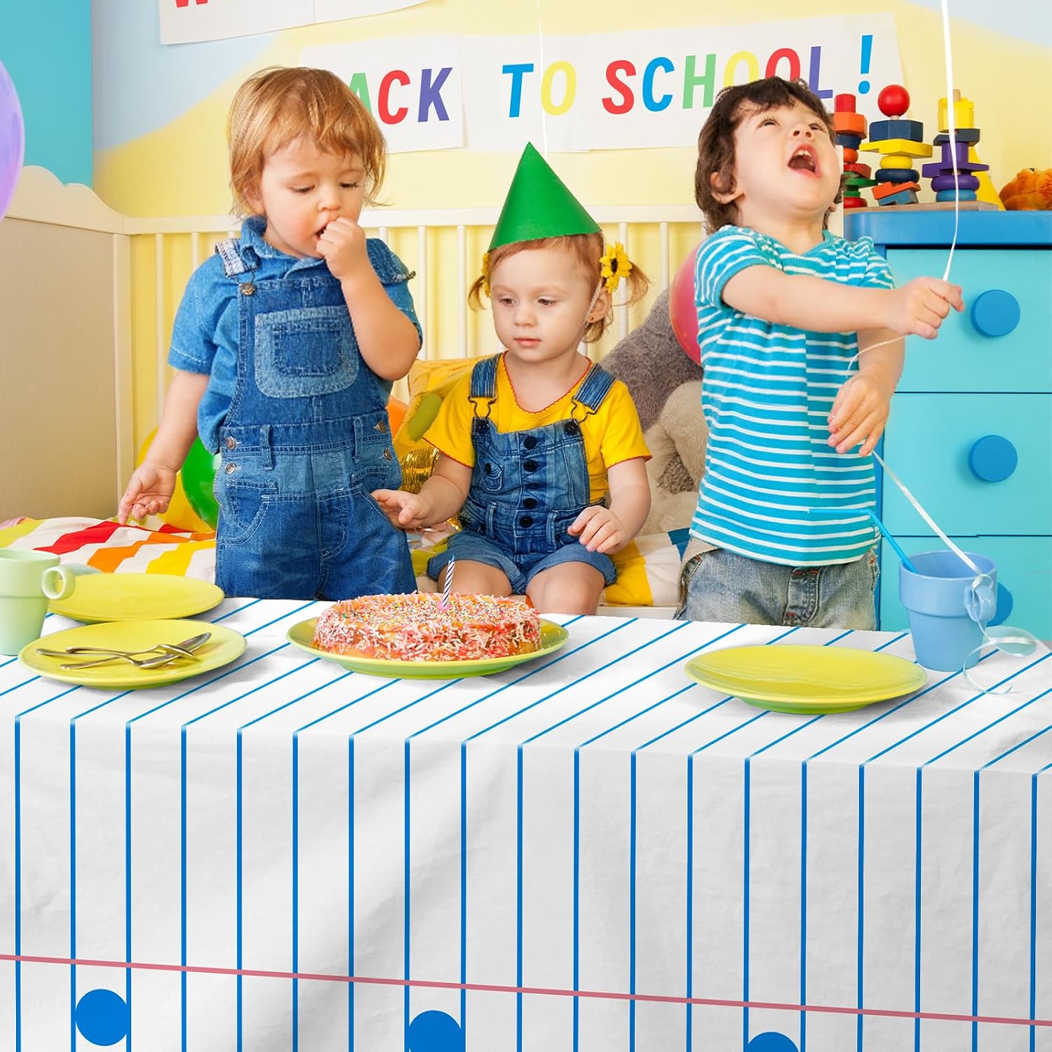 3 Pack 54 x 108 Inches Notebook Paper Plastic Tablecloth, Disposable School-Themed Rectangle Table Covers for Back to School, Teacher Appreciation, Classroom, Kindergarten, and Educational Decorations