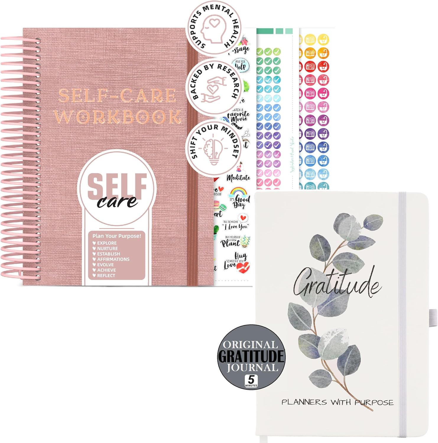 Planners with Purpose Self-Care and Gratitude Journal Bundle – Guided Daily Reflection, Manifestation, & Mindfulness Planner – 90-Day Wellness Journal for Personal Growth, Positivity, and Gratitude