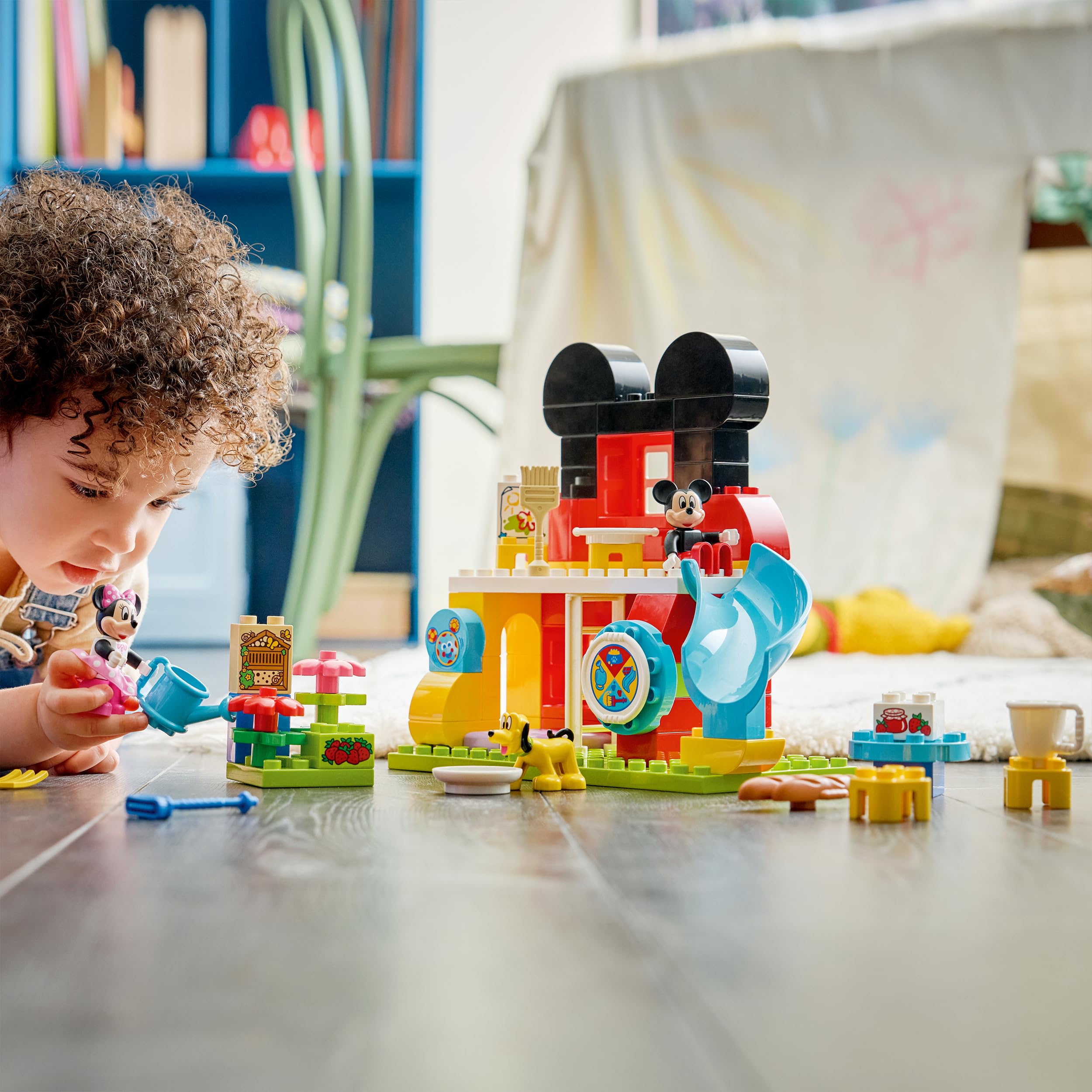LEGO Duplo Disney Casa de Mickey Mouse con Minnie y Pluto de Juguete - Juego Educativo para la Motricidad Fina - 3 Figuras y Toodles - Regalo para Niños y Niñas de 2+ Años - 10465
