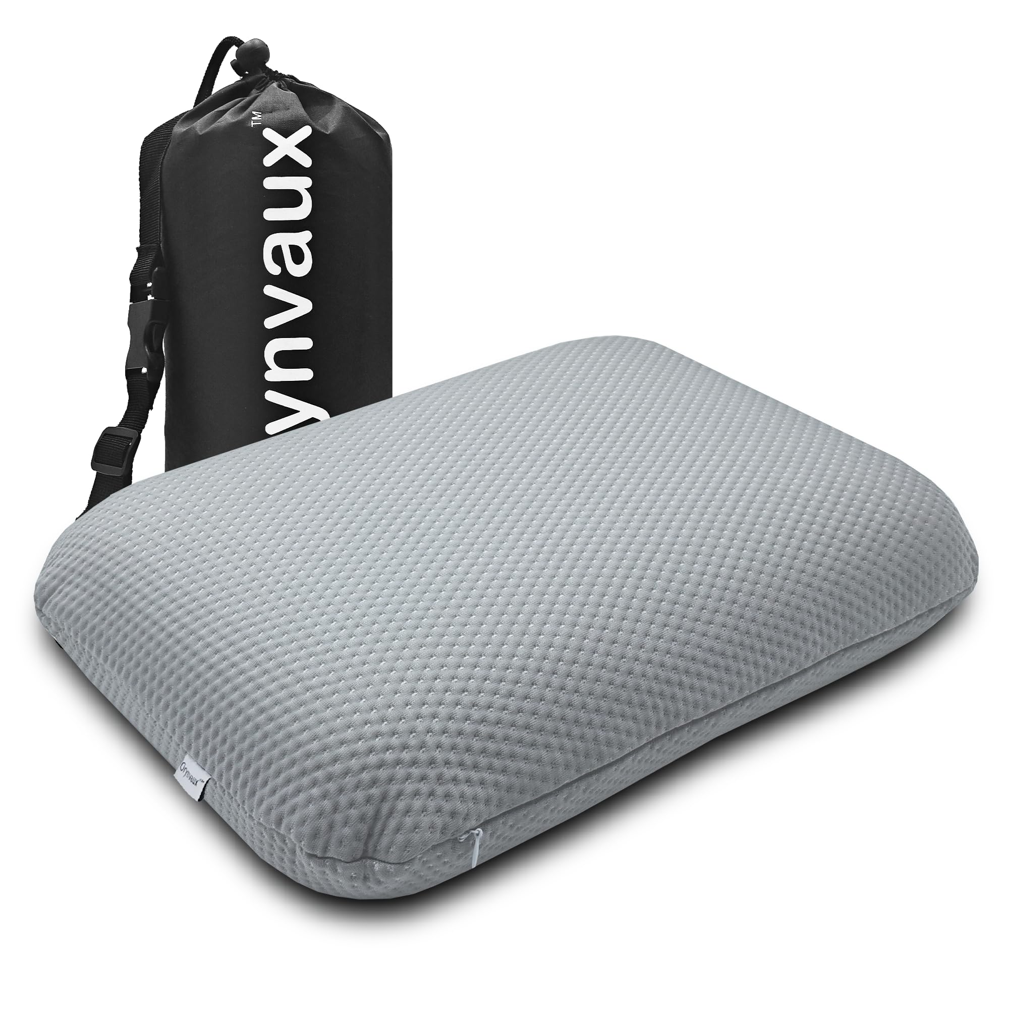 Orynvaux Cooling Camping Travel Memory Foam Pillow with Upgraded Triple Fiber Cooling Fabric, Small Pillow with Adjustable Buckle and Storage Bag for