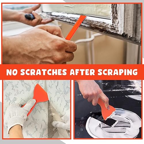 Miniatura 8 de Raspador de hoja de plástico, 9 piezas, raspador multiusos, herramienta de tinte sin arañazos, fácil de limpiar, grietas y espacios reducidos,