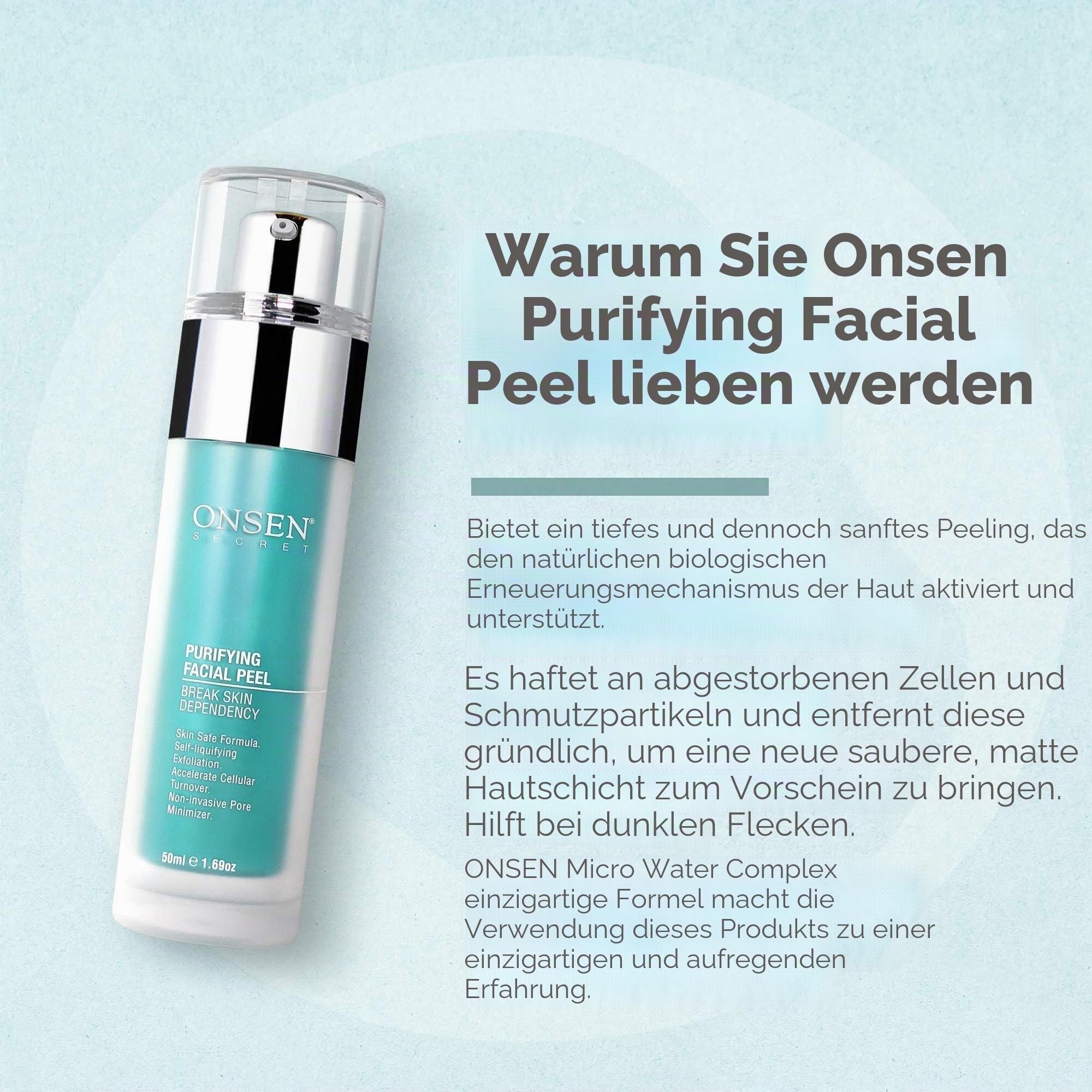 Peeling Gel (50ml) by Onsen Secret - Täglicher Sanfter Gesichtspeeling, Dunkelfleckenentferner, Organisches Gesichtspeeling für Empfindliche Haut, Natürliches Aufhellendes Peeling-Gel für Frauen
