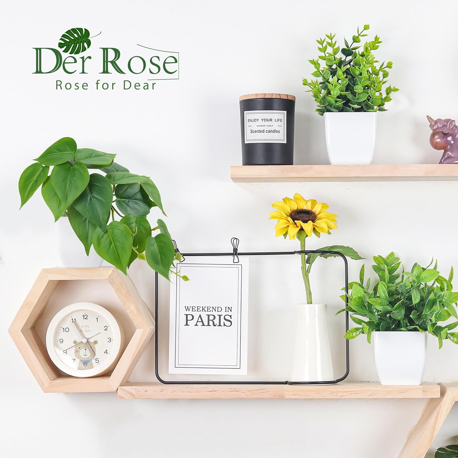 Der Rose Bundle of 6 Pack Fake Plants and 4 Pack Fake Plants for Home Office Desk Bathroom Aesthetic Farmhouse Room Decor Indoor
