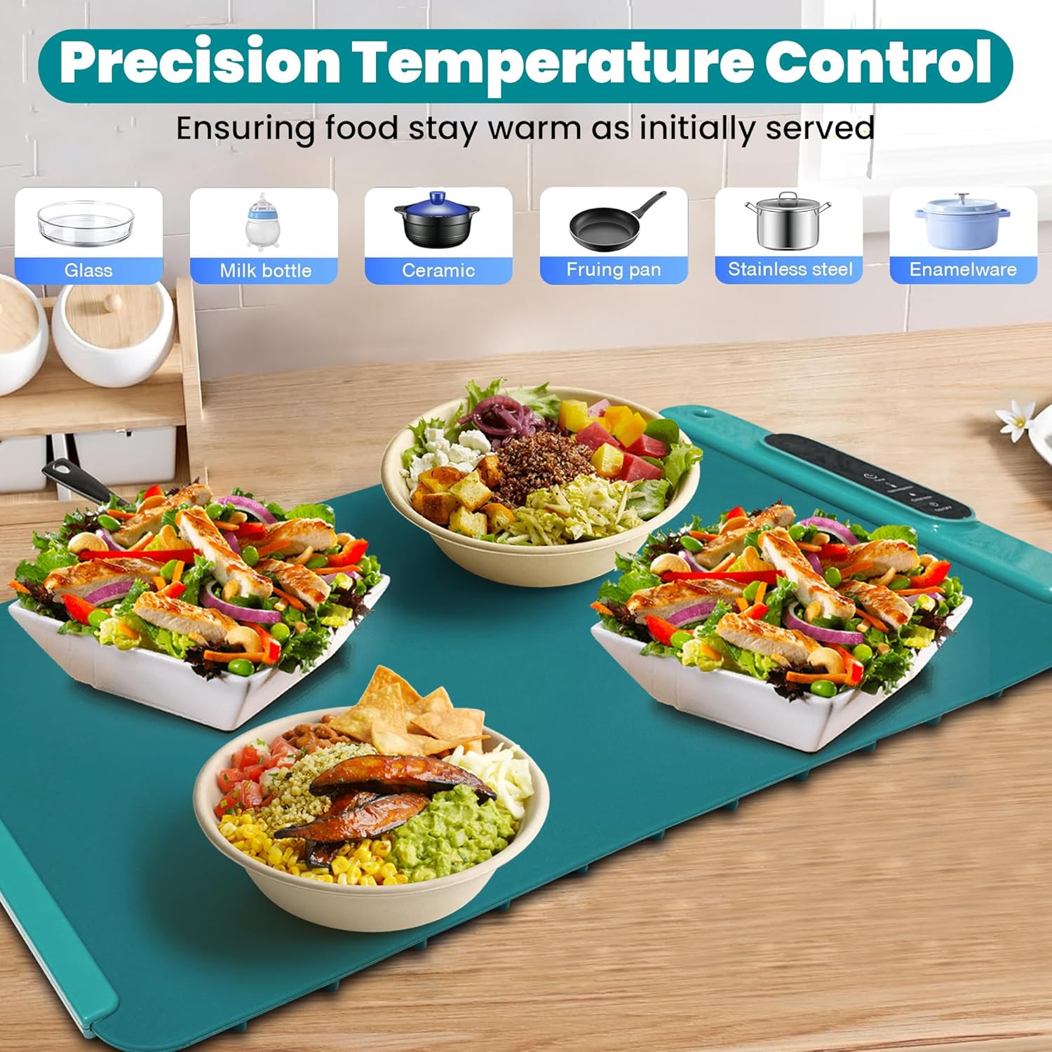 Food Warming Mat – 24" Electric Buffet Heating Tray with Graphene Rapid Heat, 9 Temp Settings, 4H Timer & Auto Shut-Off – Foldable, Easy-Clean, Safe Party Food Warmer for Family Meals