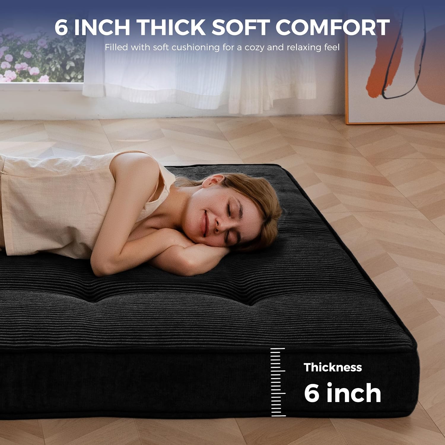 MAXYOYO 6" Extra Thick Japanese Floor Mattress Twin Size Futon Mattress
