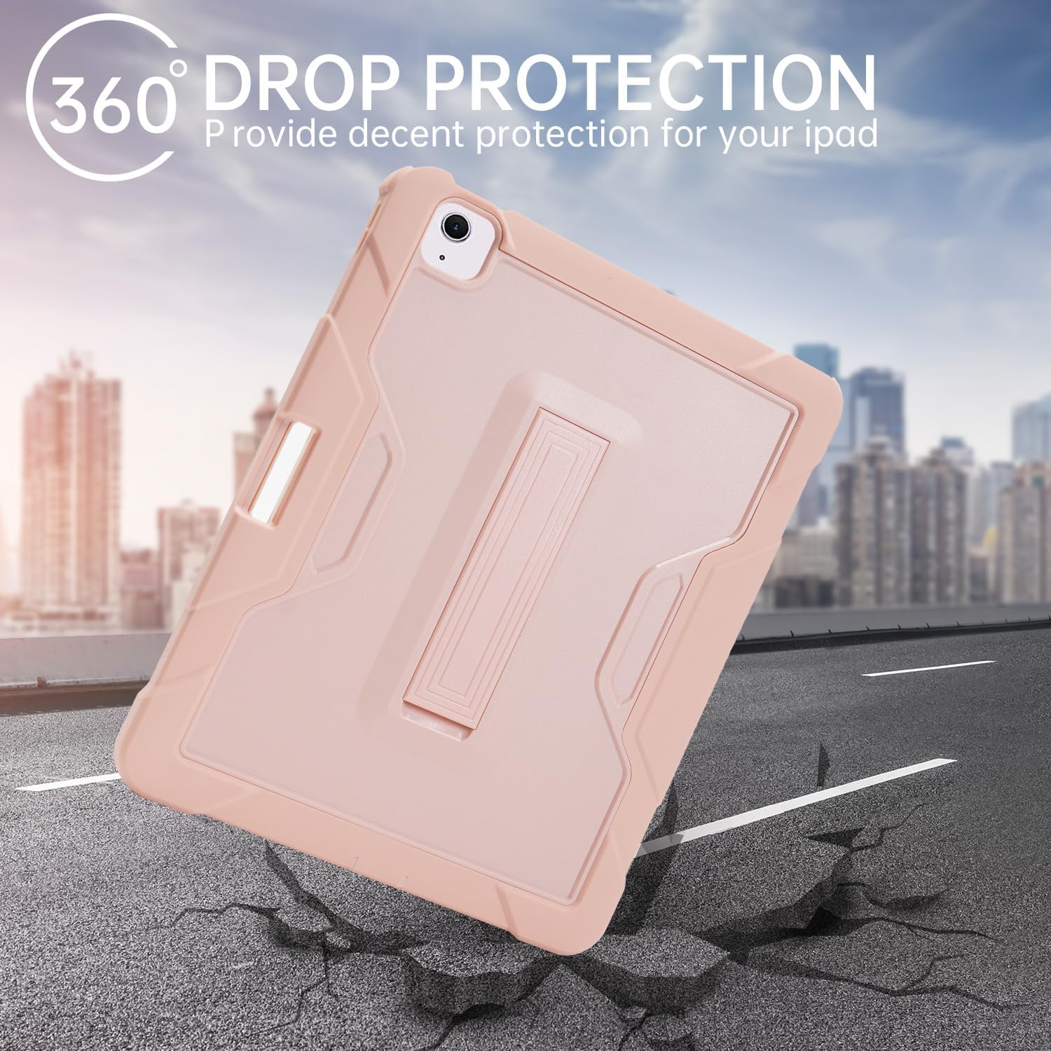 Heavy Duty Protective Case, Shockproof Stand Cover for iPad Air 13-inch 2024 (Red)