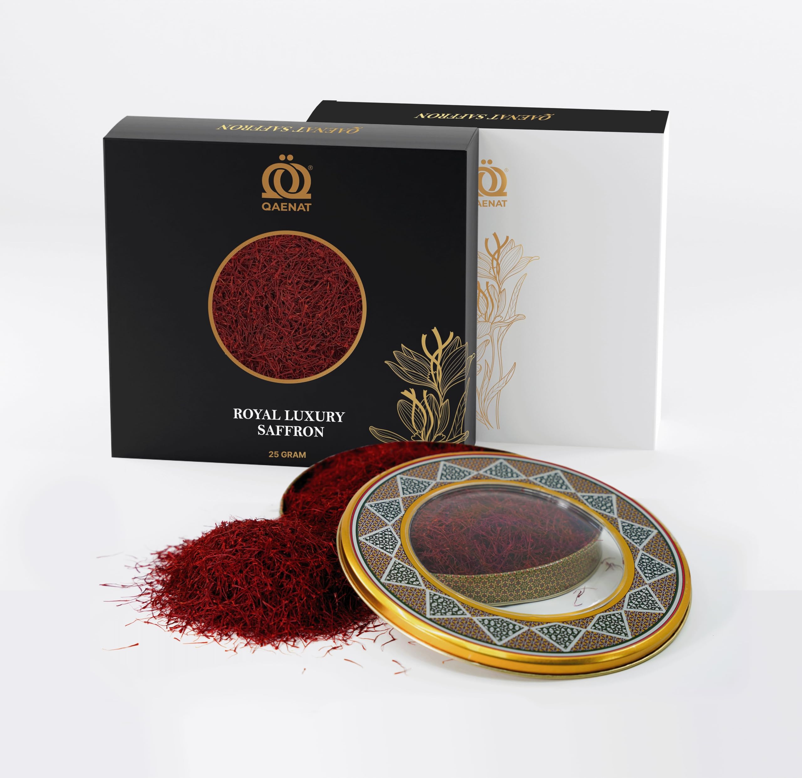 Qaenat Saffron Royal Luxury – Premium All‑Red Super Negin Threads | Pure & certified Kesar | (25g)
