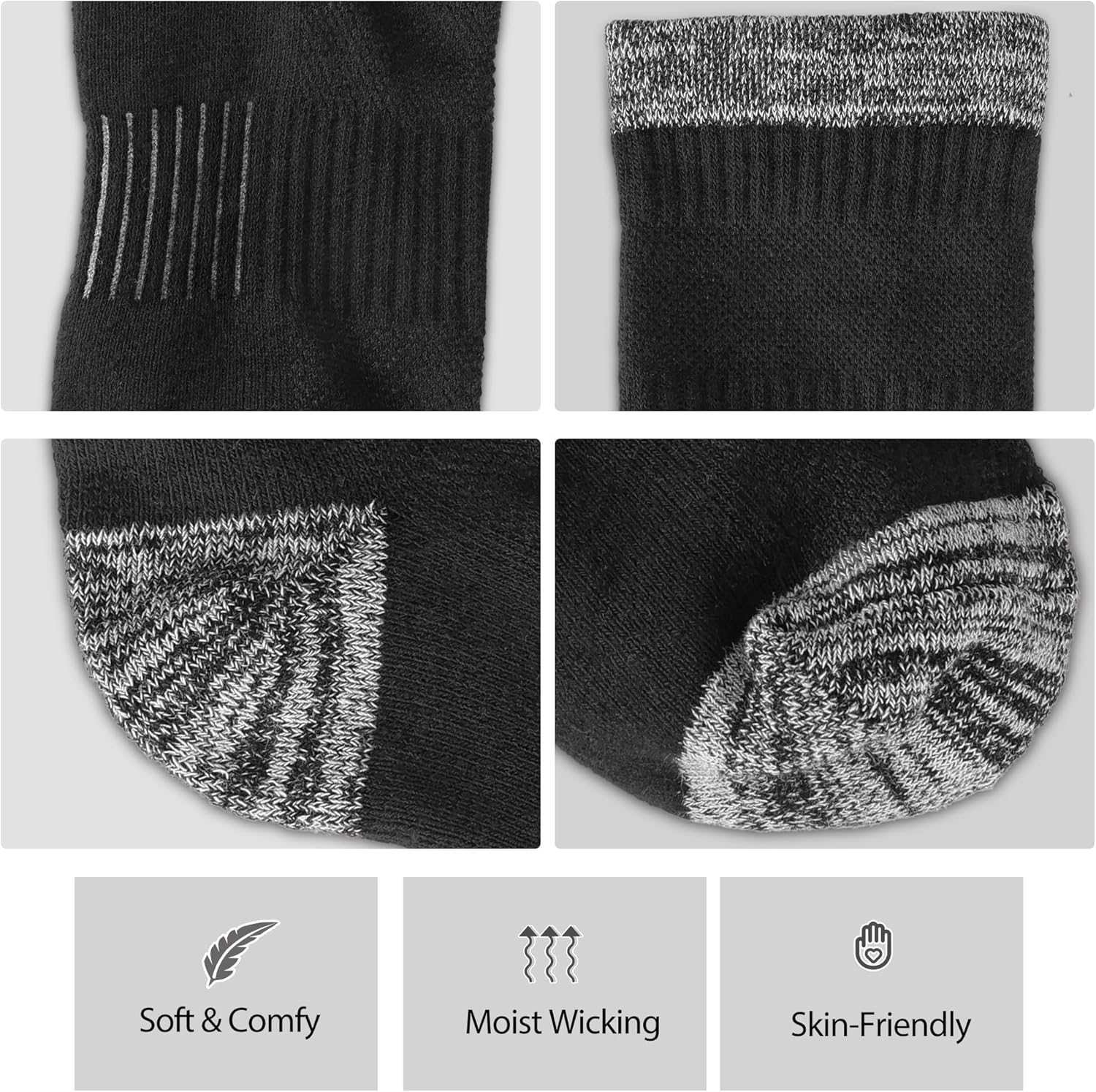 Crew Socks for Women Hiking Athletic Running Walking Cushioned Compression Cotton Socks 6 Pairs - Image 4