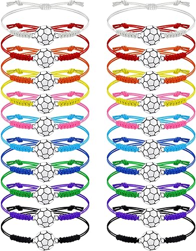 Miniatura 8 de 20 pulseras de fútbol ajustables, cuerda de fútbol, pulsera de cuerda trenzada con dije, Navidad, Halloween, para niñas, adolescentes, la mayoría de