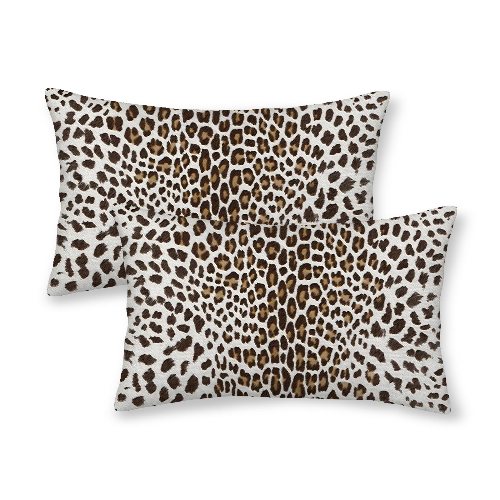 DAFENA Leopard Print Pillow Covers 12x20 Inch 2 Pcs Animal Skin Brown Cheetah Print Decor Throw Pillows Modern Outdoor Decoration Pillowcase Soft Cotton Cushion Cover for Couch Sofa Bed