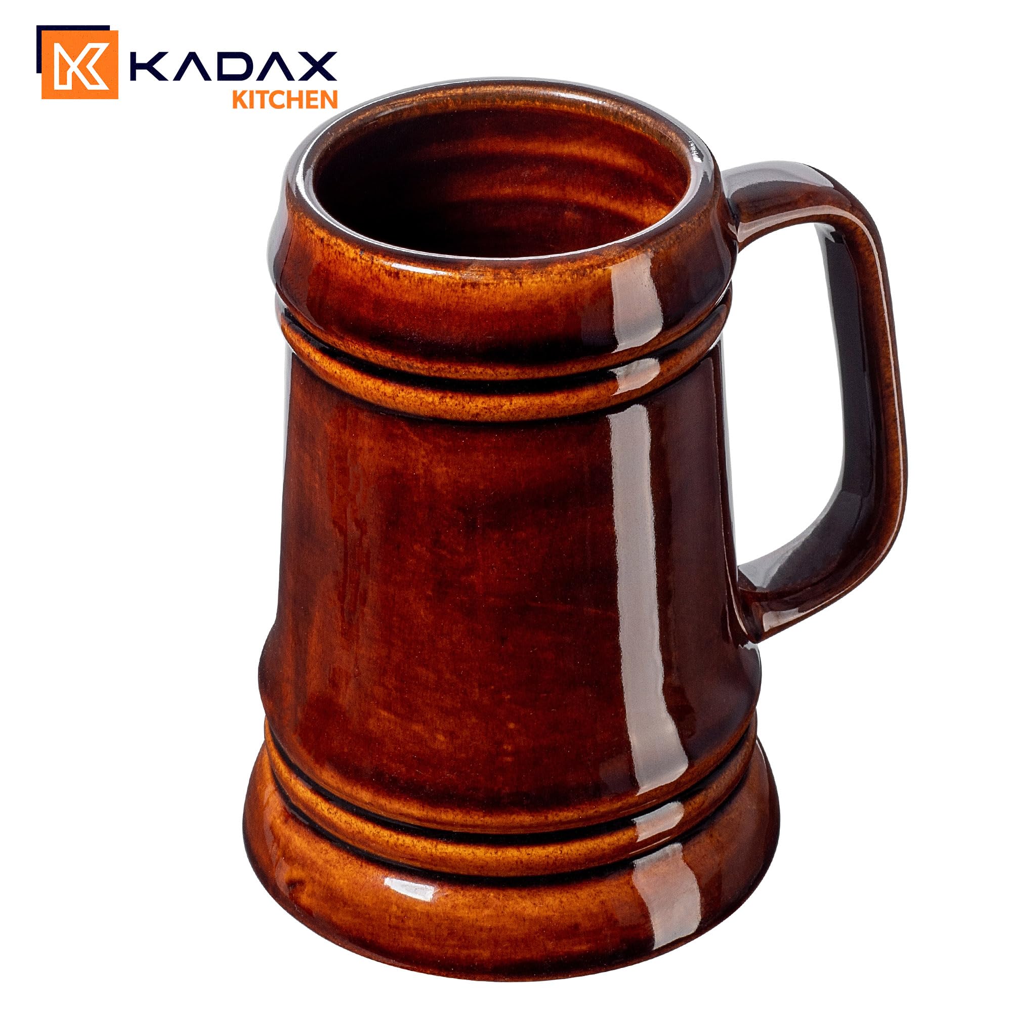 KADAX Keramikbierkrug, Bierkrug aus Keramik, Spülmaschinenfester Bierseidel mit Handlichem Griff, Steinkrug für Wein, Bier, Glühwein und Flüssig Honig (4, 500ml)