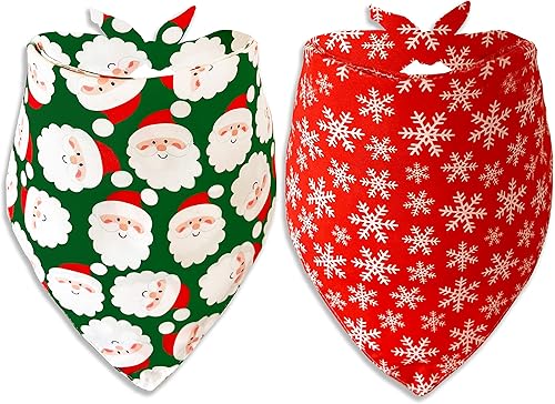 Bandana de Navidad para perros y gatos, diseño de Papá Noel y copo de nieve para cachorros grandes, medianos y pequeños