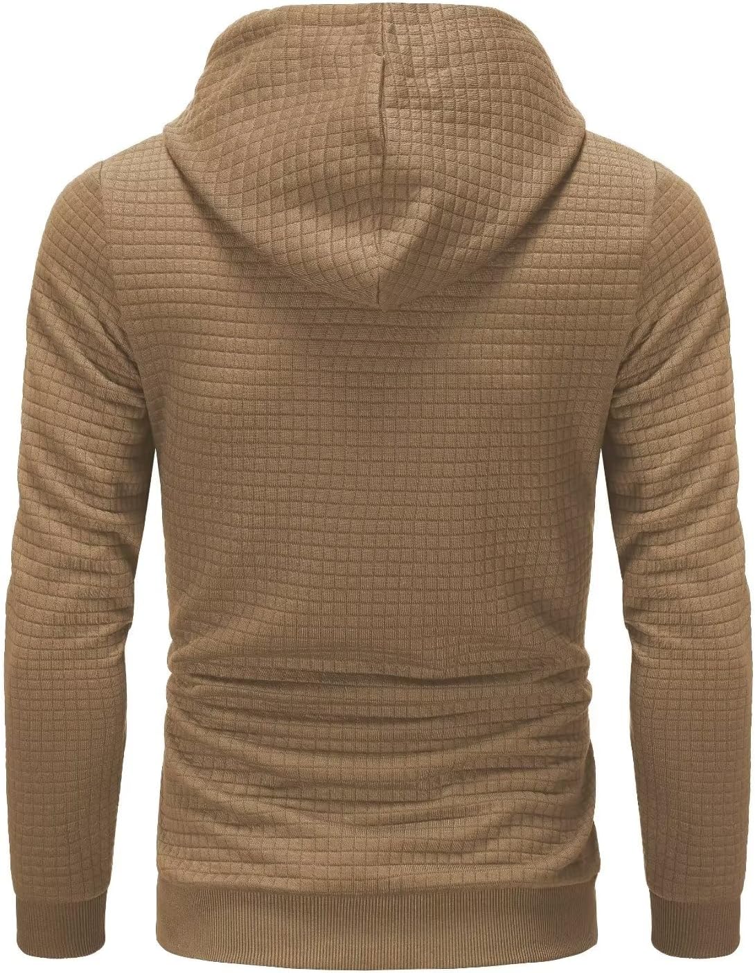 Yundobop Men's Pullover Hoodies Plaid Jacquard Long Sleeve Drawstring Hipster Casual Hooded Sweatshirts with Kanga Pockets - Image 3