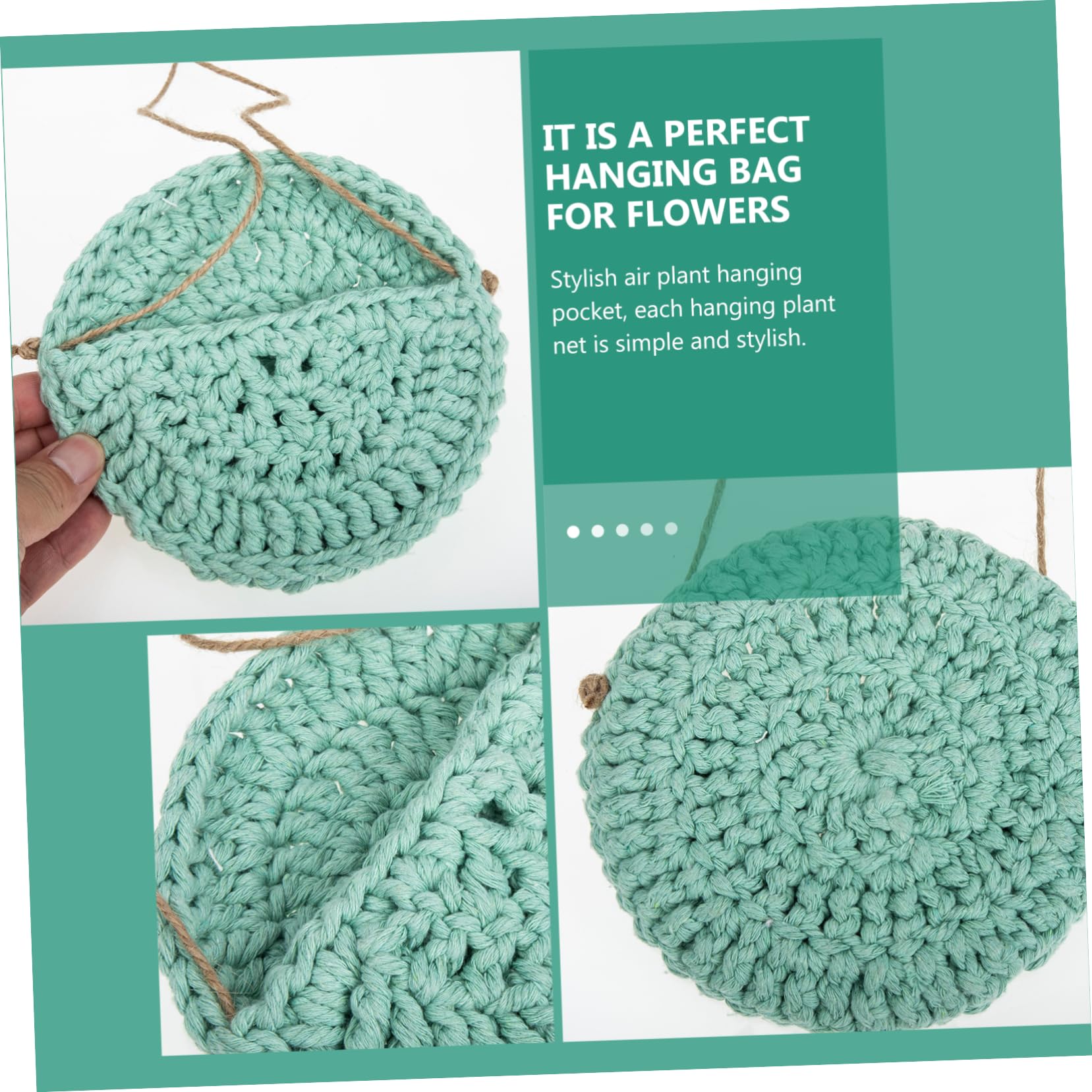 ifundom 4 Pezzi Cesto decorativo in stile nordico appendiabiti per piante macramè vaso per piante sospeso appendini per fiori per esterno tasca per fioriera da cotone Verde chiaro