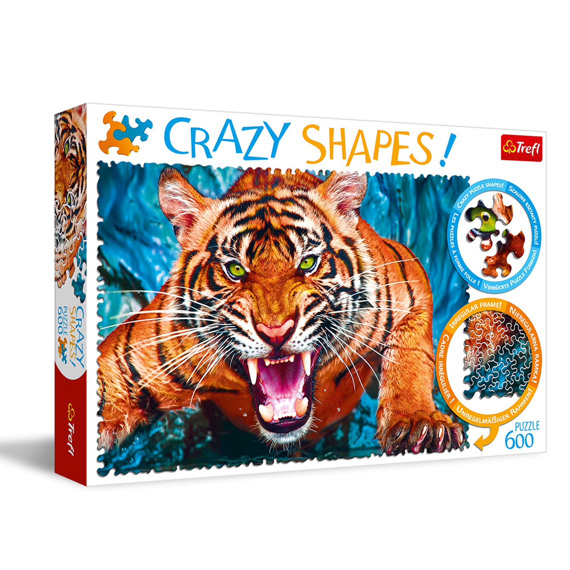 Amazon.com: Trefl Facing a Tiger 600 Piece Jigsaw Puzzle Crazy