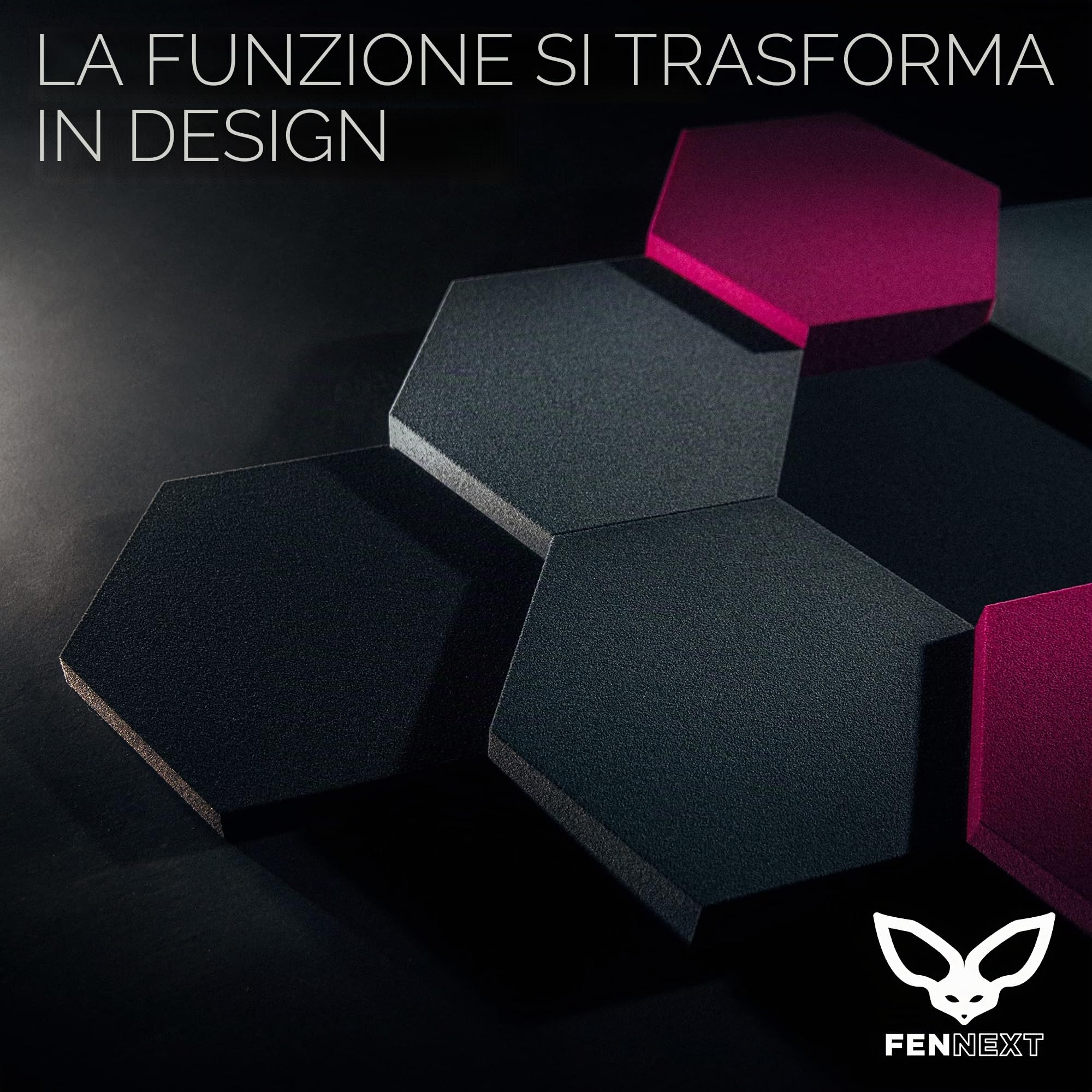Velvet Pannelli Fonoassorbenti Design – Ottimizzazione del suono e anti riverbero per gaming, YouTube Studio, ufficio, 9x Pannelli decorativi 3D per parete RUBY DARK