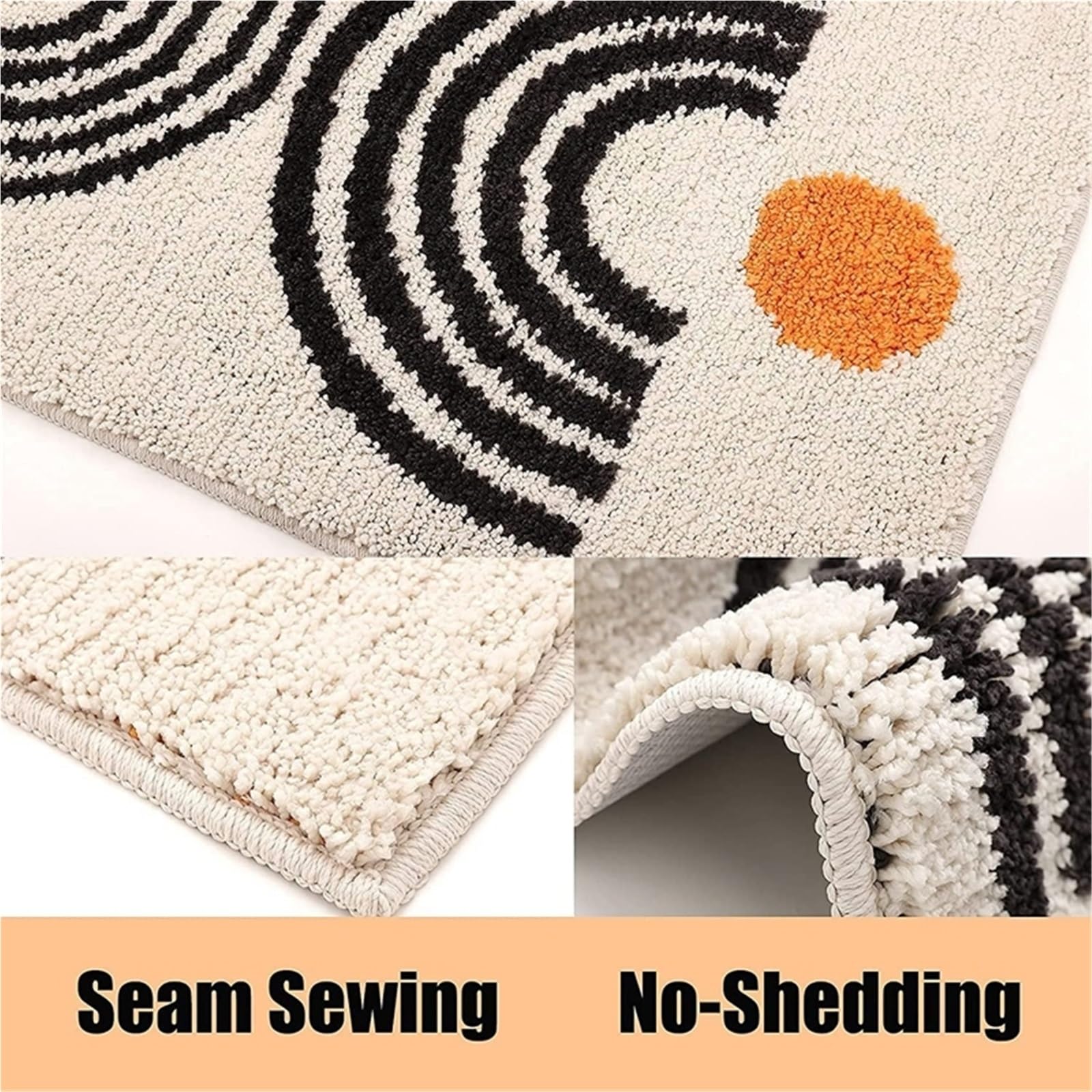 Inyahome, Tappeto da bagno in morbida microfibra, stile bohémien, morbido, lavabile, soffice (crema Yue, 40 x 60 cm)