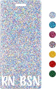 Plifal RN BSN Badge Buddy Card Holder Nurse Nursing Accessories Registered Nurse Baccalaureate of Science in Nursing Glitter Silvery White Vertical ID Name Identification Tags Hospital Work