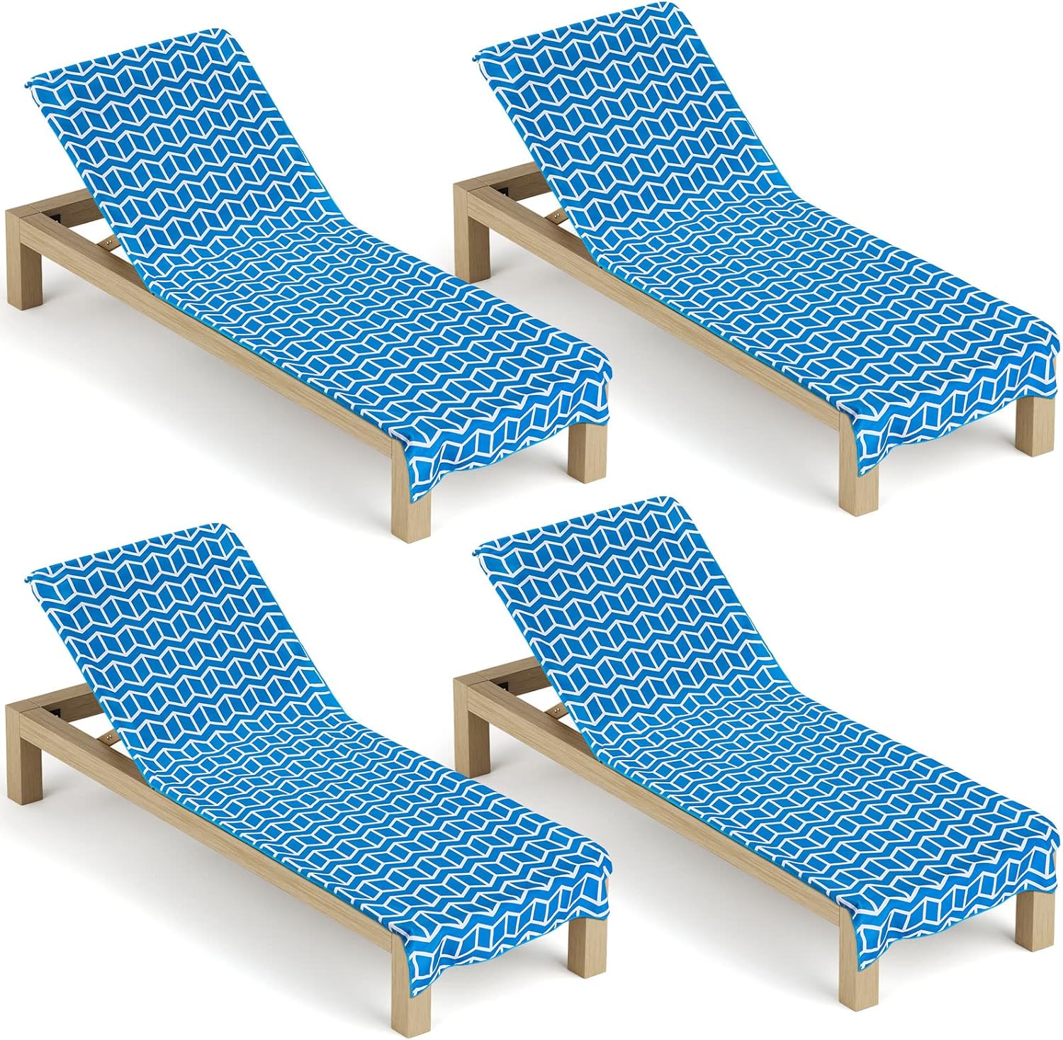 4 Pieces Pool Lounge Chair Cover Microfiber Chaise Beach Towel 31 x 80 Inch Soft Chaise Lounge Covers to Fit Beach Chair for Vacation Sunbathing Holiday Hotel Beach Pool Sun Lounger (Ripple)