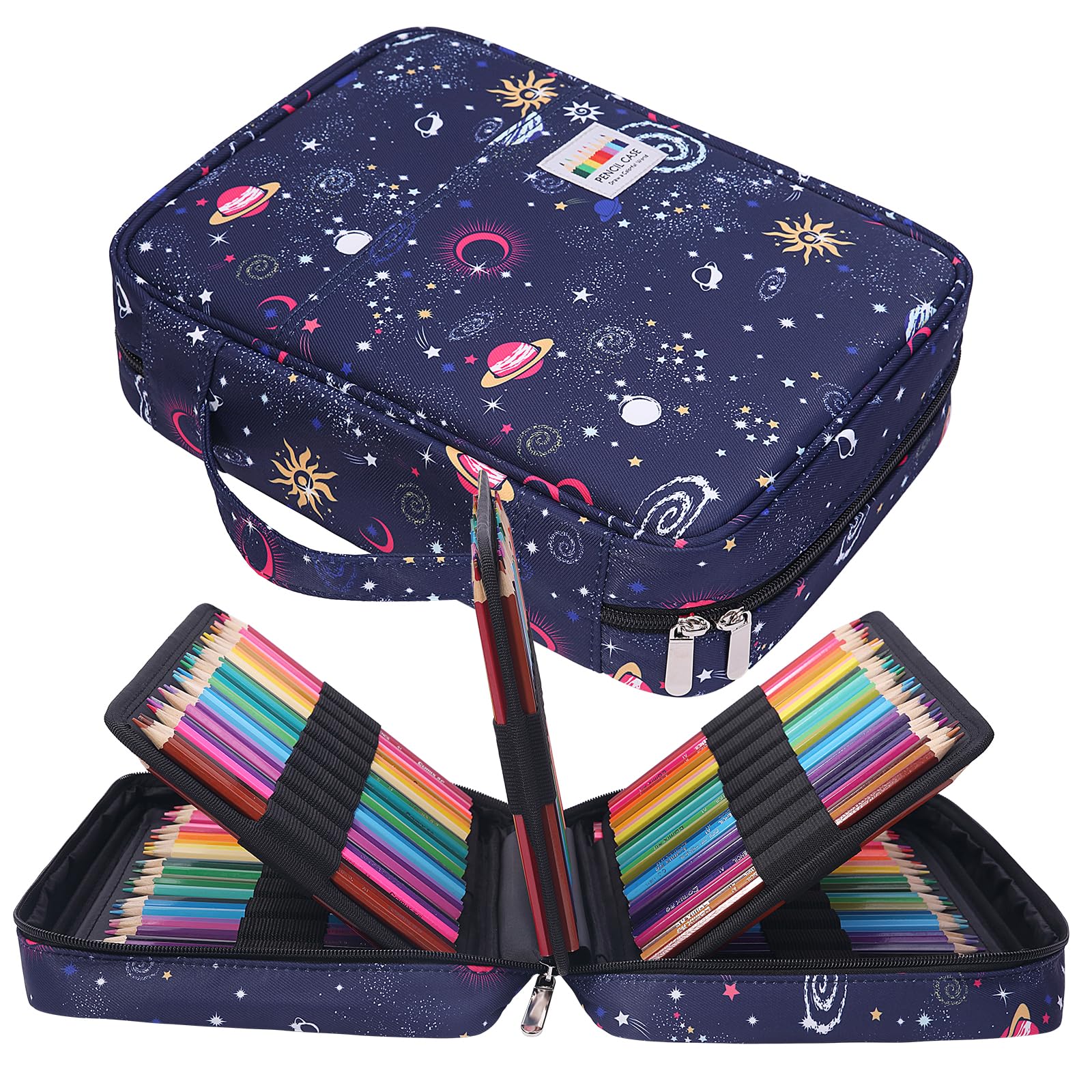 JAKAGO Drawing Pencil Case,Large Capacity Pencil Cases Hold 220 Colored Pencils,Portable Painting Waterproof Storage Stationery Bag,Great Gift for Student Artist (Night Sky)